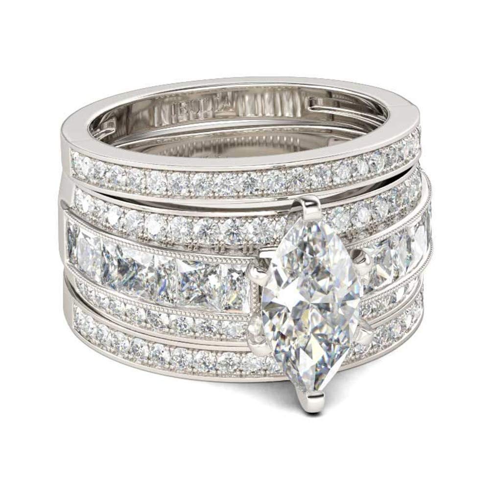 2 Carat Marquise Cut Cubic Zirconia 3PC Wedding Ring Set for Women - Sterling Silver Oval CZ Engagement Rings, Bridal Set with Solitaire Diamond Anniversary Promise Rings & Jewelry Box - Perfect for Proposals, Weddings, Anniversaries & Special Occasions