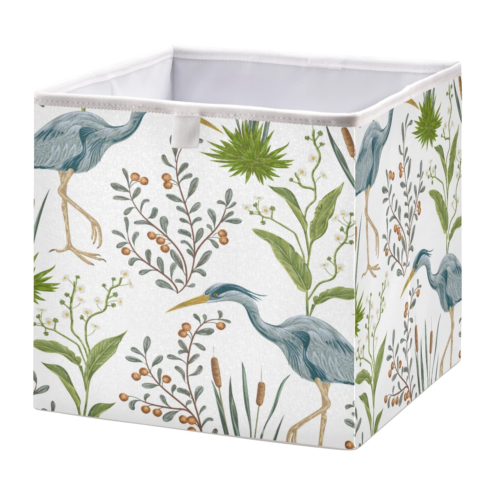 Heron Bird Collapsible Storage Basket - Large Rectangular Storage Bin for Toys, Blankets & Clothes | Foldable Organizer Cube for Living Room, Bedroom, Car & Nursery | Space-Saving Home Decor Solution