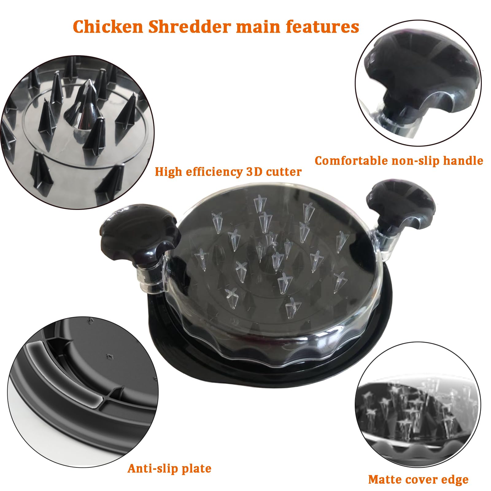 Premium BPA-Free Meat Shredder Machine - Heavy Duty Chicken, Beef & Pork Shredder with Transparent Lid | Perfect for Meal Prep, BBQ, Tacos & Pulled Meat Dishes | Commercial & Home Kitchen Use