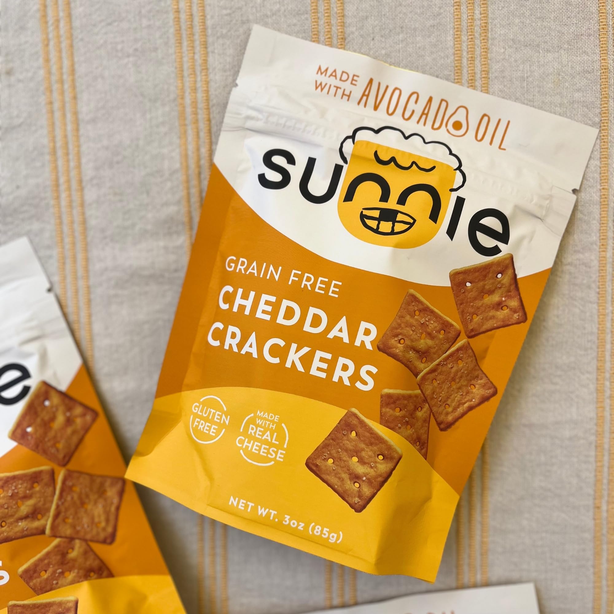 Gluten Free Cheddar Crackers - Healthy Grain Free Snacks with Real Cheese & Avocado Oil | Low Calorie, Individually Wrapped (3 oz, Pack of 3) | Perfect for School Lunches, Office Snacks & On-the-Go Healthy Eating
