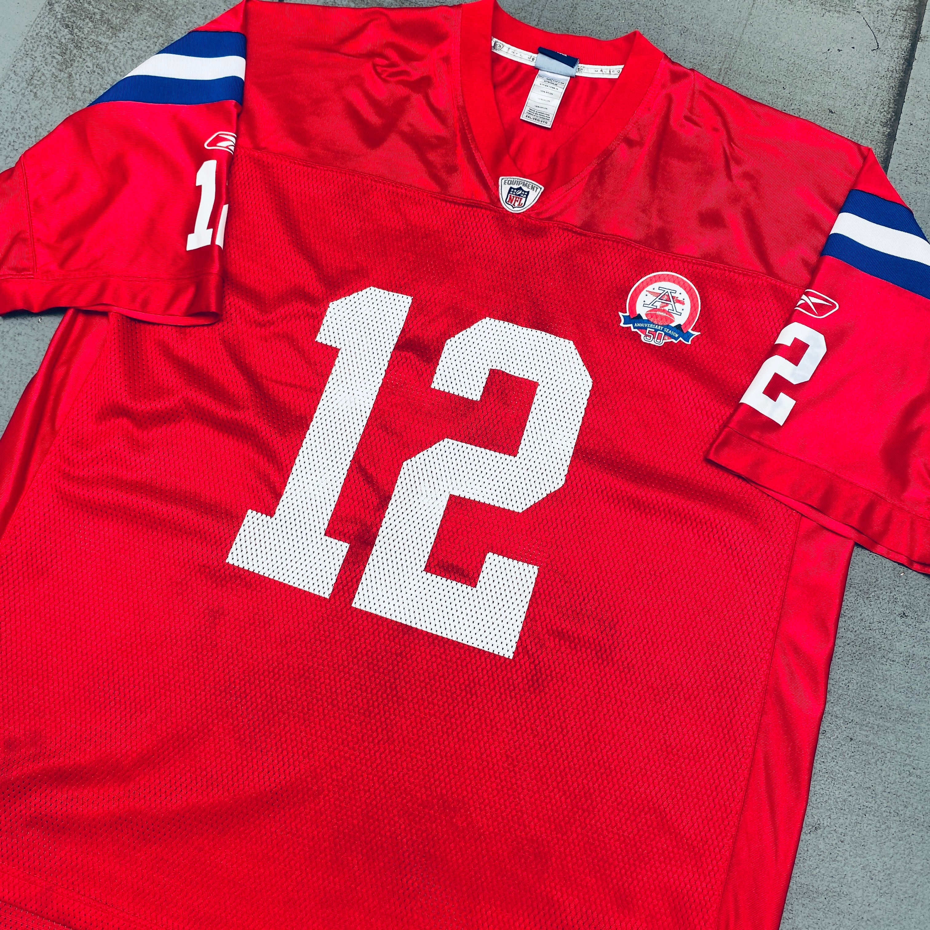 Authentic New England Patriots Tom Brady 2009/10 NFL Jersey with AFL 50th Season Anniversary Patch - XXL Size - Perfect for Game Day, Fan Collections & Sports Memorabilia