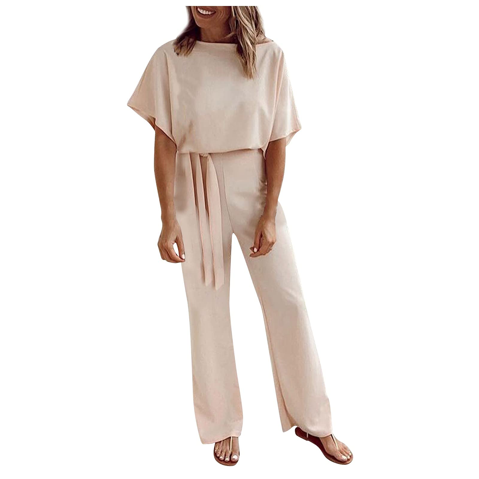 PEGONE Women's Casual Loose Long Jumpsuit - Straight Leg Overalls Wide Leg Party Romper | Club Wear, Street Fashion & Night Out Outfit