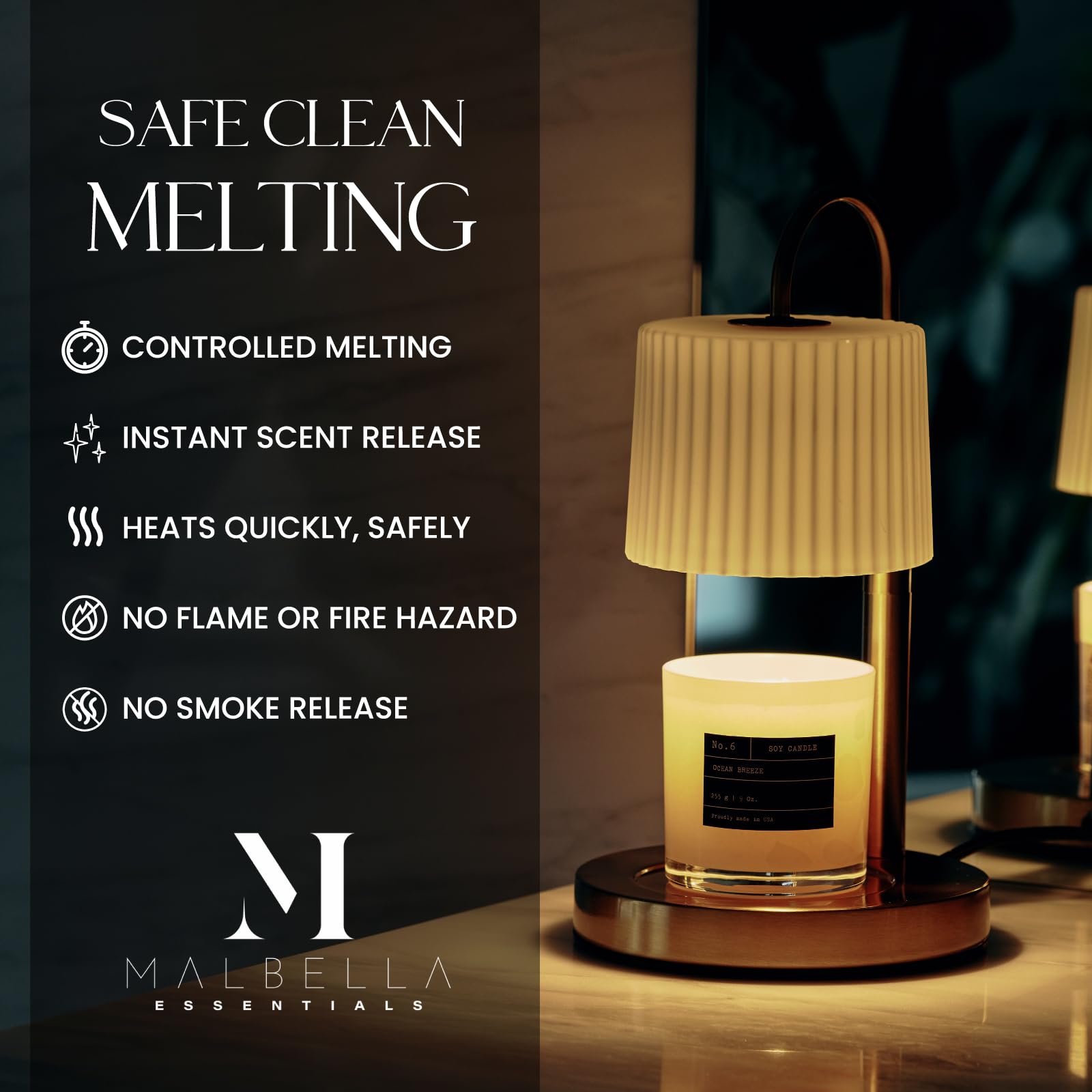 Dimmable Glass Candle Warmer Lamp with Timer - Adjustable Height Wax Melter for Scented Candles (8H/4H/2H Timer) - Gold Metal Base with 2 Bulbs - Perfect Gift for Home, Office & Romantic Ambiance