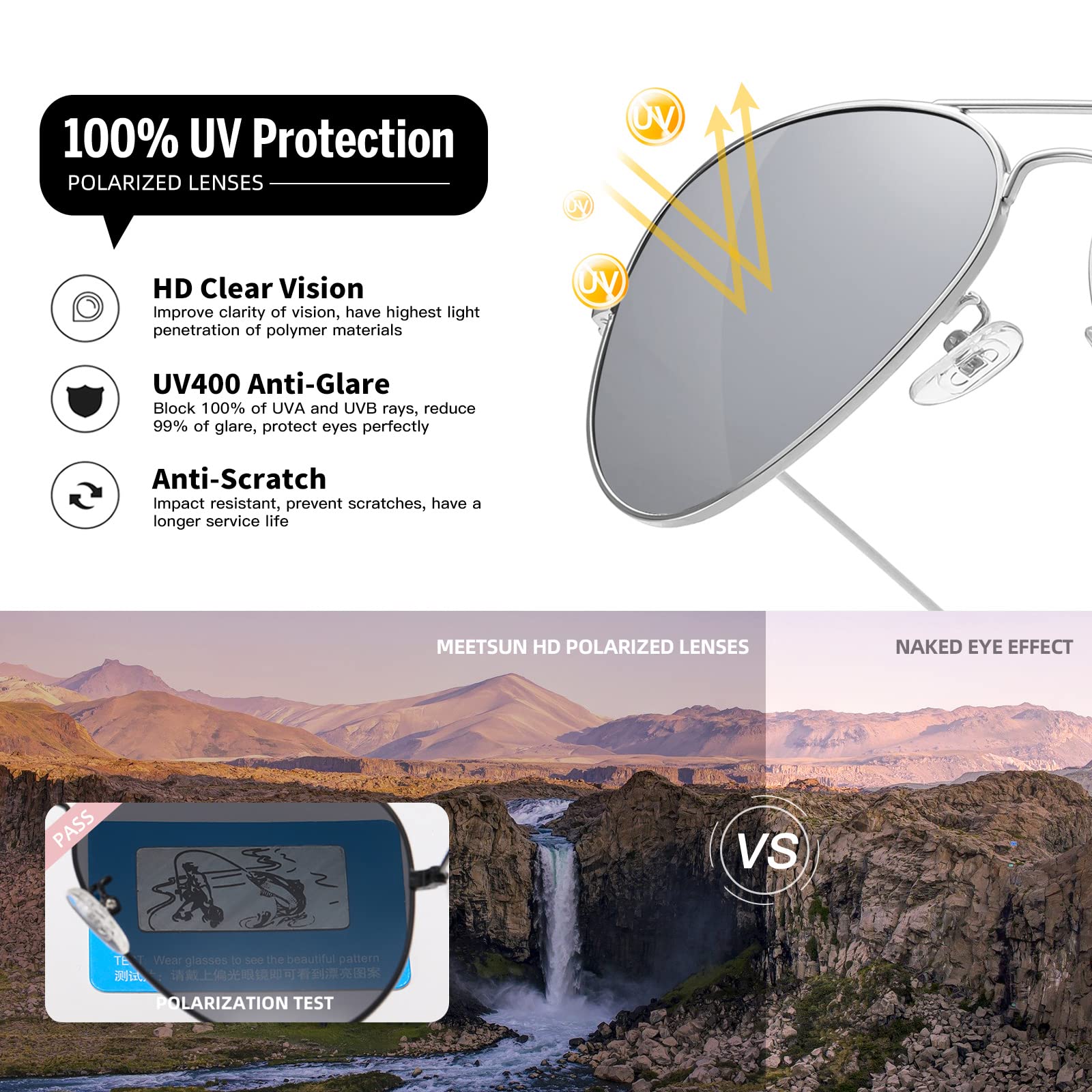 Polarized Aviator Sunglasses for Men & Women - UV400 Protection, Metal Frame - Perfect for Driving, Outdoor Activities & Fashion Accessories