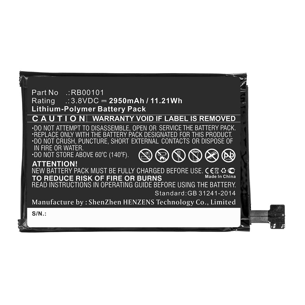 Synergy Digital Rechargeable Li-Pol 3.8V 2950mAh Battery for Ray Enterprises RB00101 Remote Control - Perfect for Home Theater, Smart TV & Entertainment Systems