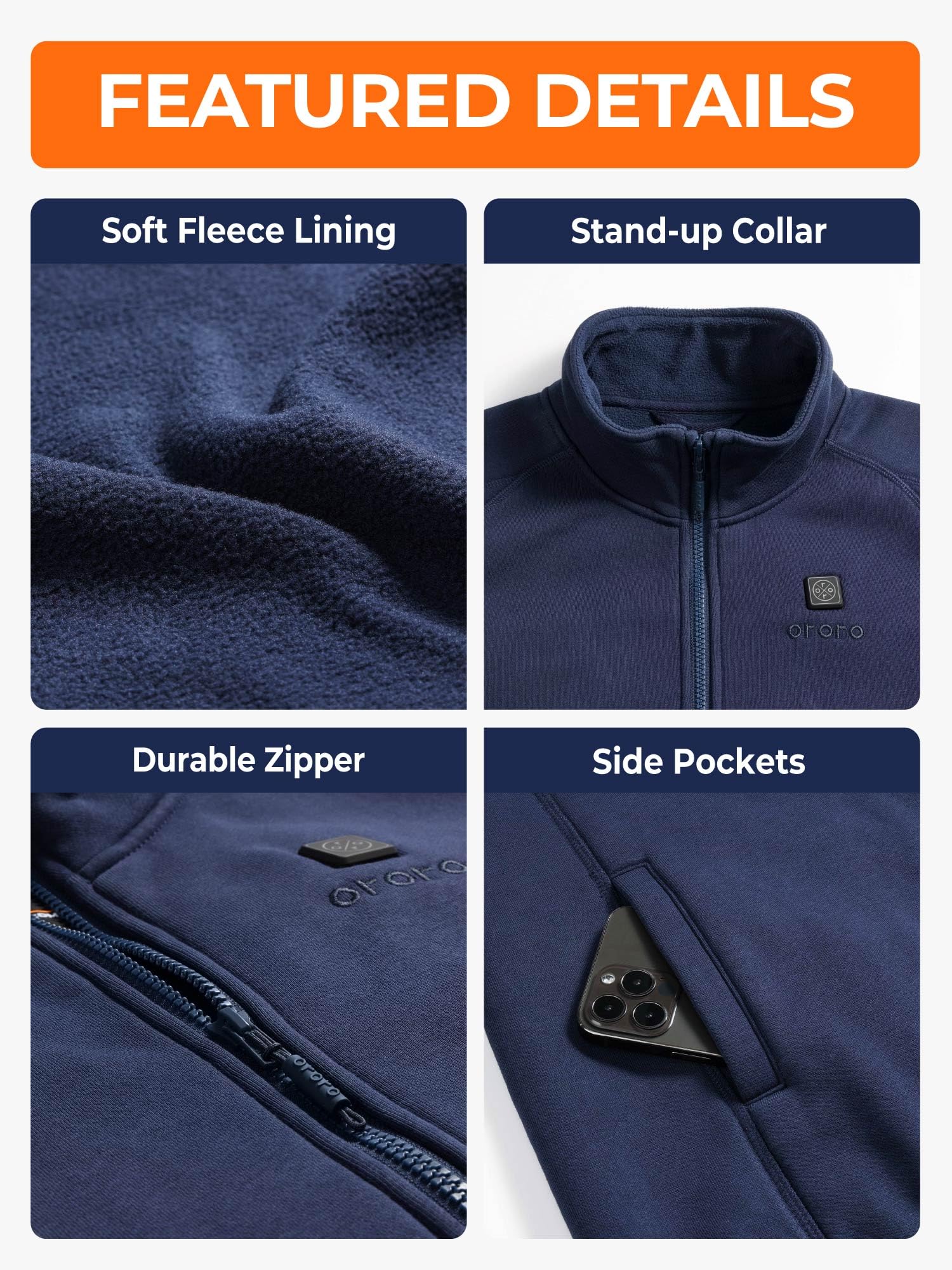 ORORO Women's Heated Fleece Jacket with Rechargeable Battery - Winter Warm Electric Jacket for Outdoor Activities (Hiking, Camping, Skiing) - Charger Not Included
