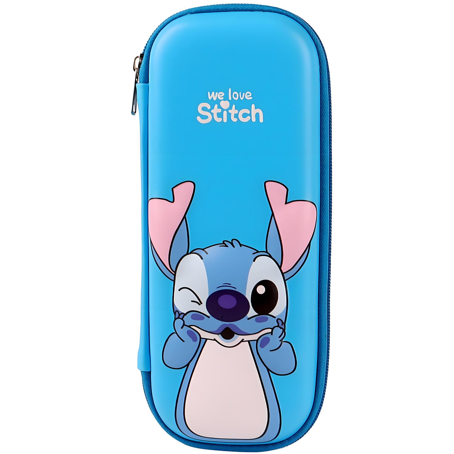 Cute Stitch Pencil Case for School - Blue Organizer with Compartments for Kids & Teens