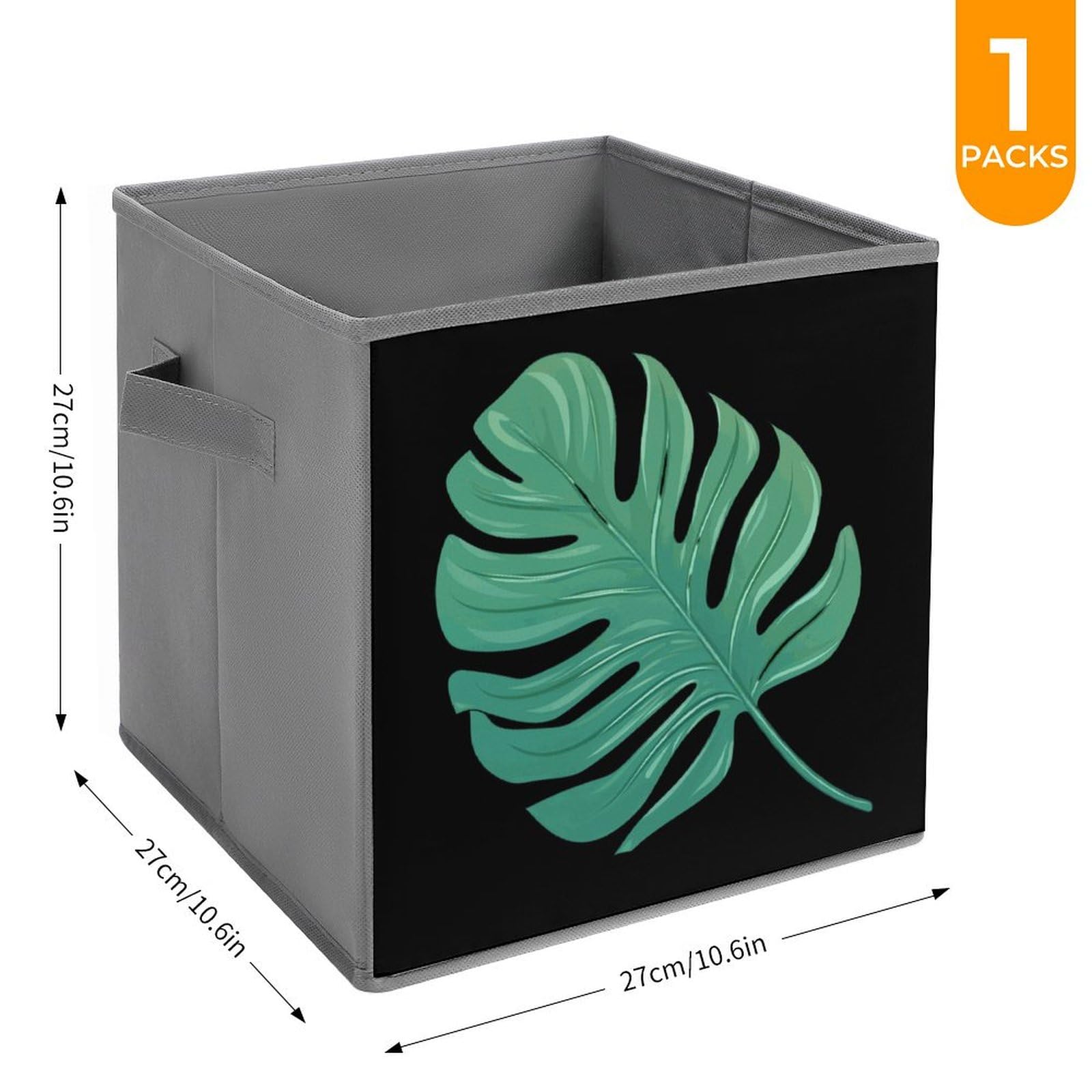 Tropical Leaves Storage Bins with Handles - Foldable Organizer for Home & Office