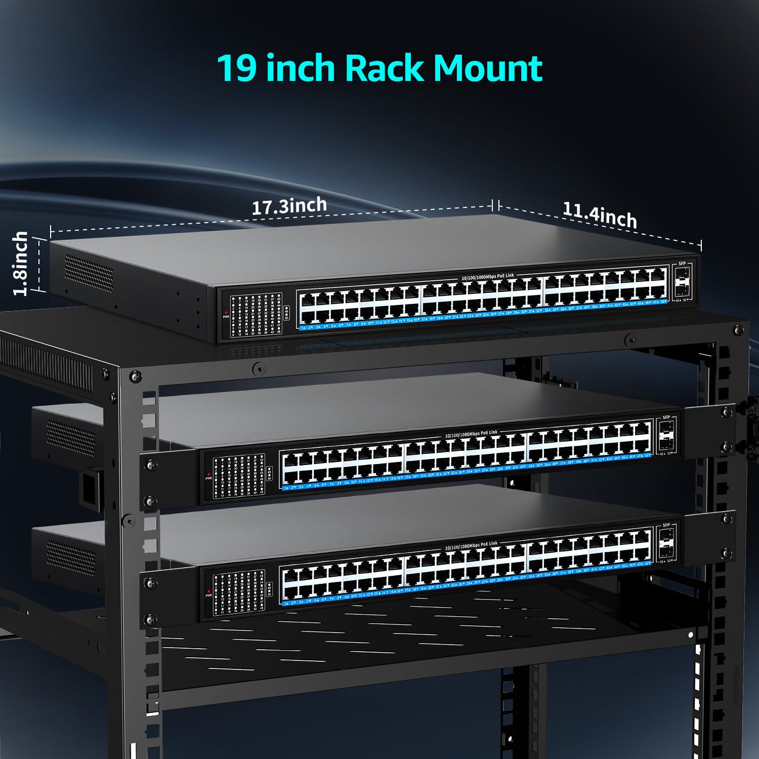48 Port Gigabit PoE Switch Unmanaged with 48 Port IEEE802.3af/at PoE+@400W, 2 x 1G SFP, NICGIGA 50 Port Network Power Over Ethernet Switch, Desktop/Rackmount - Ideal for Business Networks, IP Camera Systems, and VoIP Phone Setups
