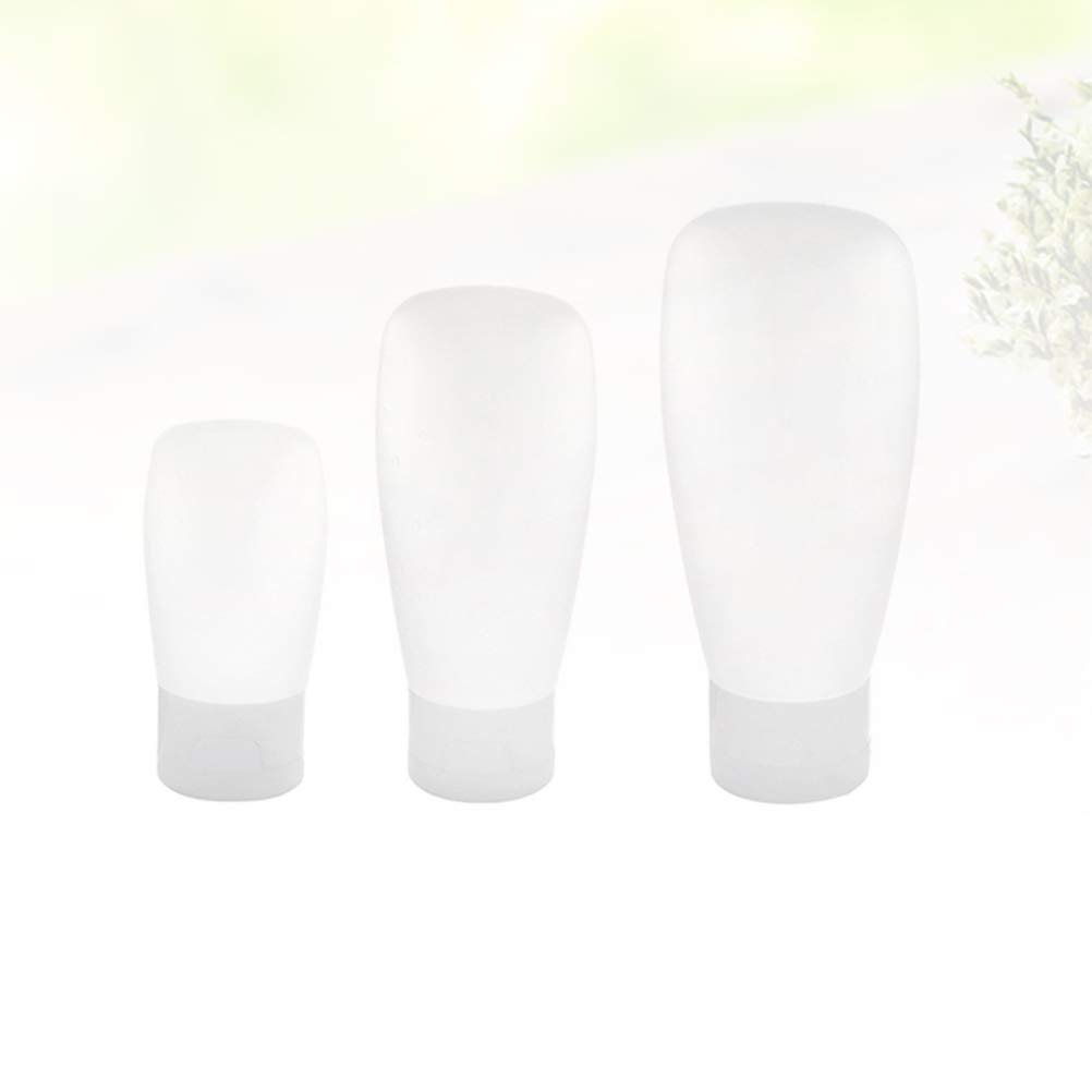 3-Piece Travel Shampoo Bottles Set - Leak-Proof Silicone Soap Containers with Press Cap for Toiletries, Lotion & Shampoo - Perfect for Airplane Carry-On, Gym Bag & Camping Trips