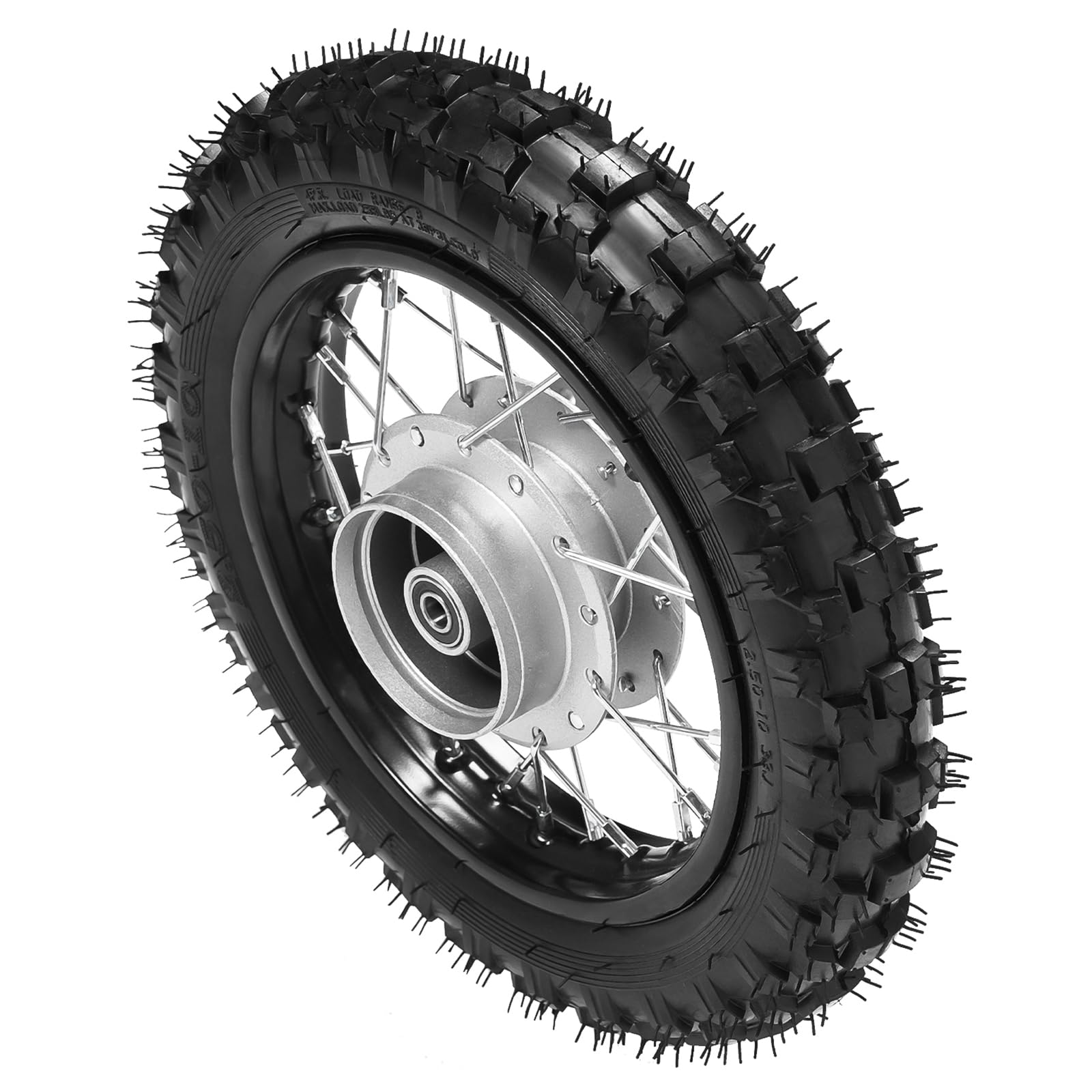 Honda CRF50 XR50 BBR KLX Dirt Bike Front & Rear Wheel Set - 2.50-10 Tire Rim with Drum Brake, Chain & Plate (16