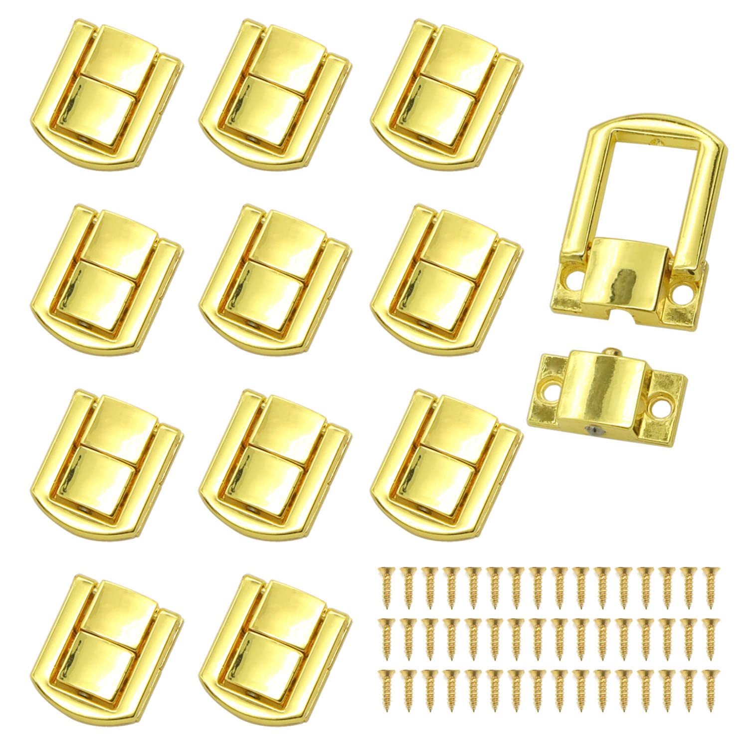 12-Piece Metal Hasp Latch Lock Set - Heavy Duty Box & Chest Buckle Lock for Storage, Toolbox, Cabinet, Suitcase - Decorative & Secure Hardware for Home, Garage & Workshop Organization