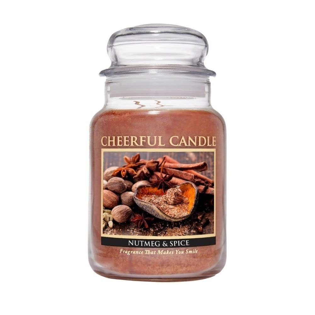 Nutmeg & Spice Scented Candle - 24oz Jar Candle with 135 Hours Burn Time, Aromatic Soy Wax Candle for Home, Gifts for Women - Perfect for Relaxation, Meditation & Creating Cozy Atmosphere