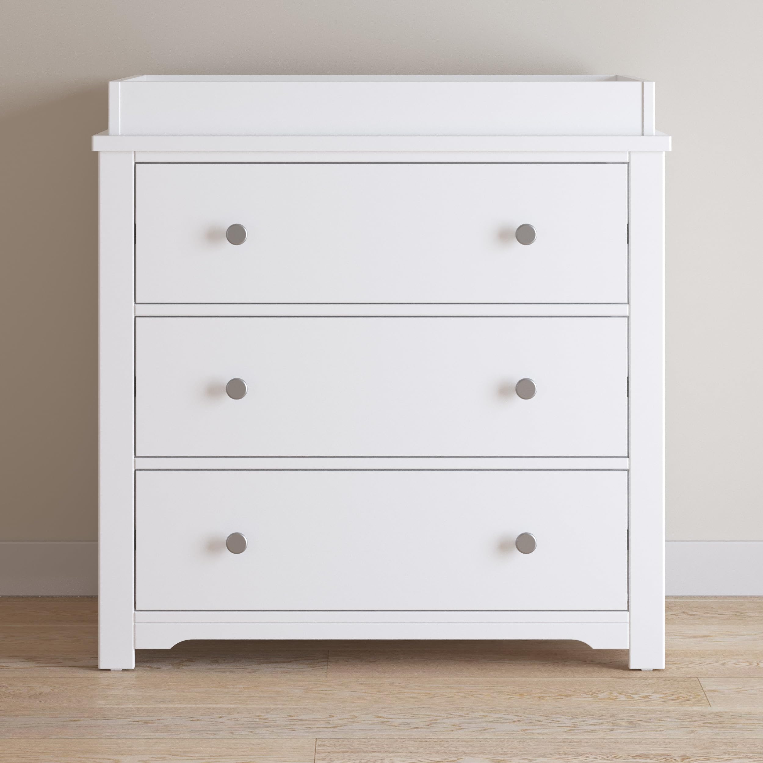 Child Craft Harmony 3-Drawer Nursery Dresser with Removable Changing Topper - Safe Non-Toxic Baby Furniture with Anti-Tip Kit, Ample Storage for Diapers & Clothes - Perfect for Nursery, Bedroom or Baby Shower Gift (Matte White)