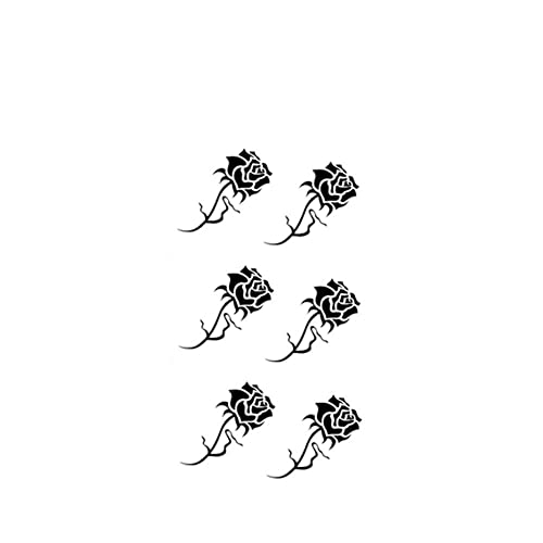 Waterproof Fake Tattoo Stickers - 5 Pack Black Rose Flower Temporary Tattoos for Women | Disposable, Realistic Body Art for Parties, Halloween & Summer Beach Looks