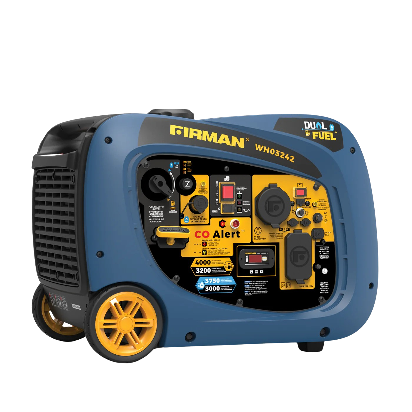 Firman WH03242 3200W/4000W Dual Fuel Inverter Generator - Gas & Propane, 30 Amp, Low THD, Parallel Ready, Electric Start (RFB) - Perfect for Camping, RV Trips & Emergency Power Backup