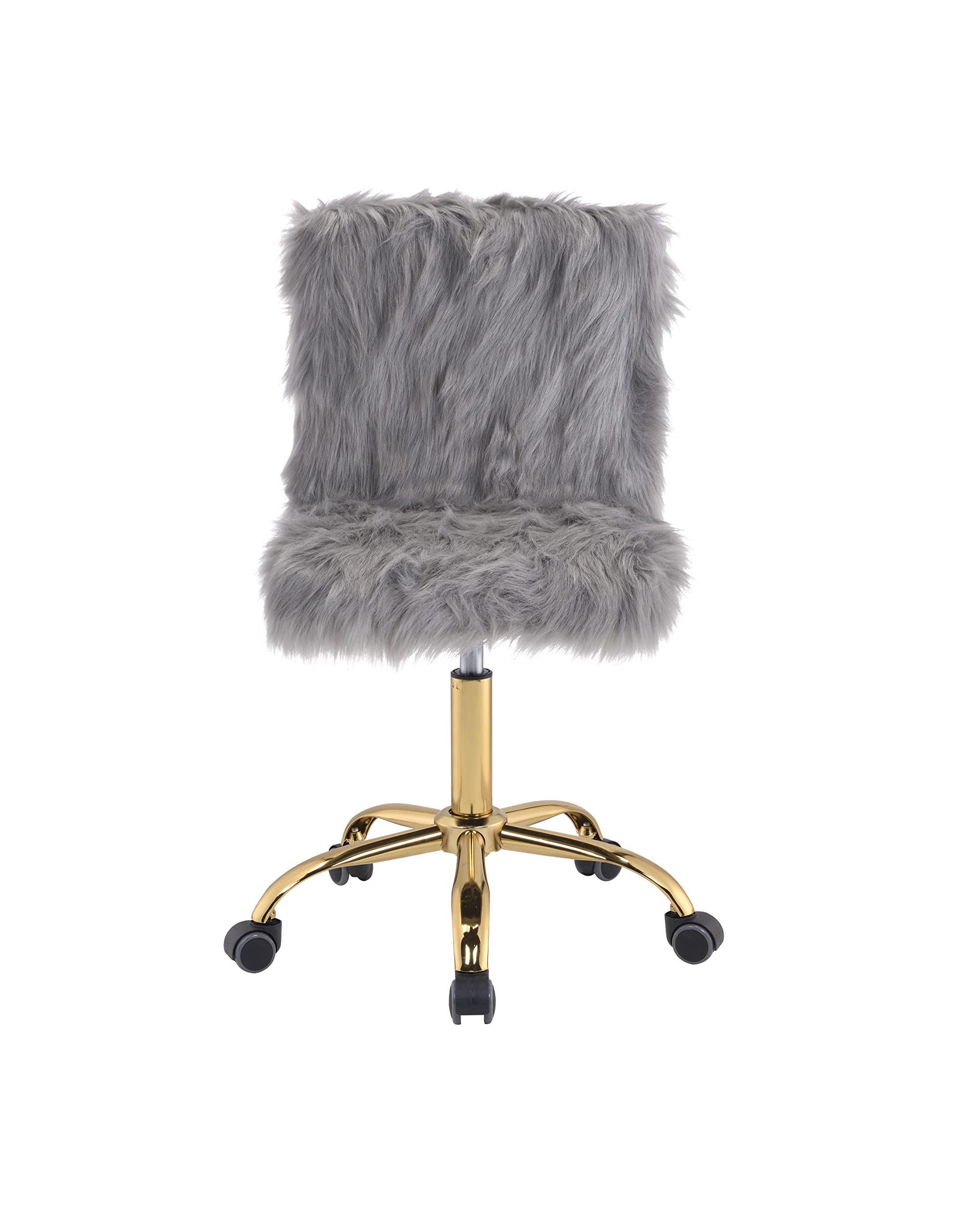 Fluffy Faux Fur Desk Chair - Swivel Vanity Chair with Adjustable Height, Armless Task Chair for Home Office, Living Room, Studio & Makeup Area | Perfect for Work, Gaming & Relaxation