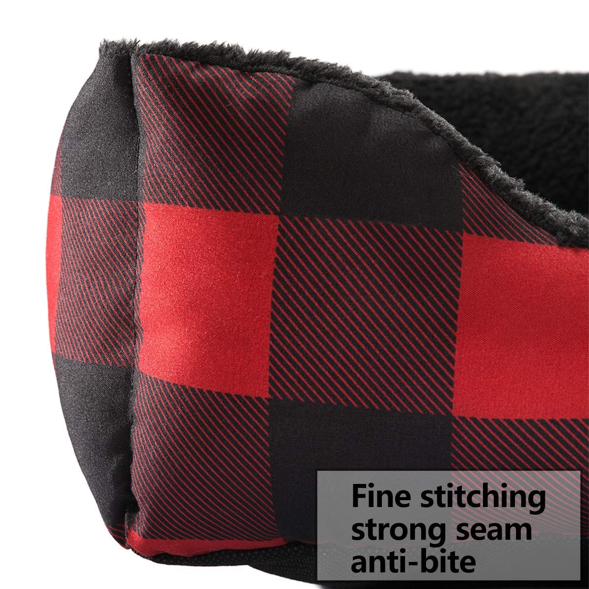 Hollypet Printed Flannel Rectangle Plush Dog Cat Bed - Self-Warming Pet Bed with Red Checked Design - Cozy Winter Sleeping Mat for Small to Medium Pets at Home or Travel