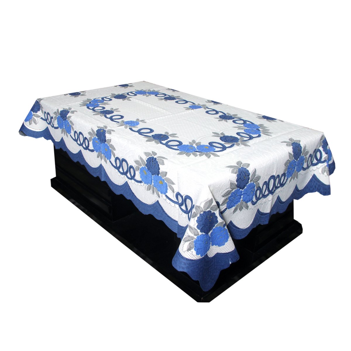Kuber Industries Cotton Table Cover for Living Room - Floral Design Cream Tablecloth for 4-Seater Dining Table | Perfect for Home Decor, Parties & Daily Use