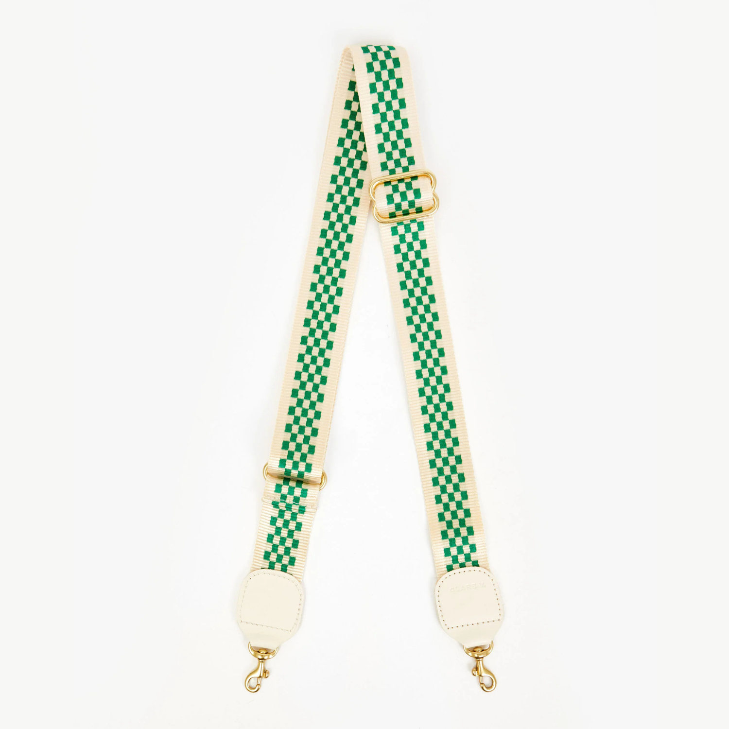 Adjustable Checker Crossbody Strap - Fern & Cream Color Handbag Shoulder Strap for Women | Perfect for Casual Outings, Travel & Everyday Use