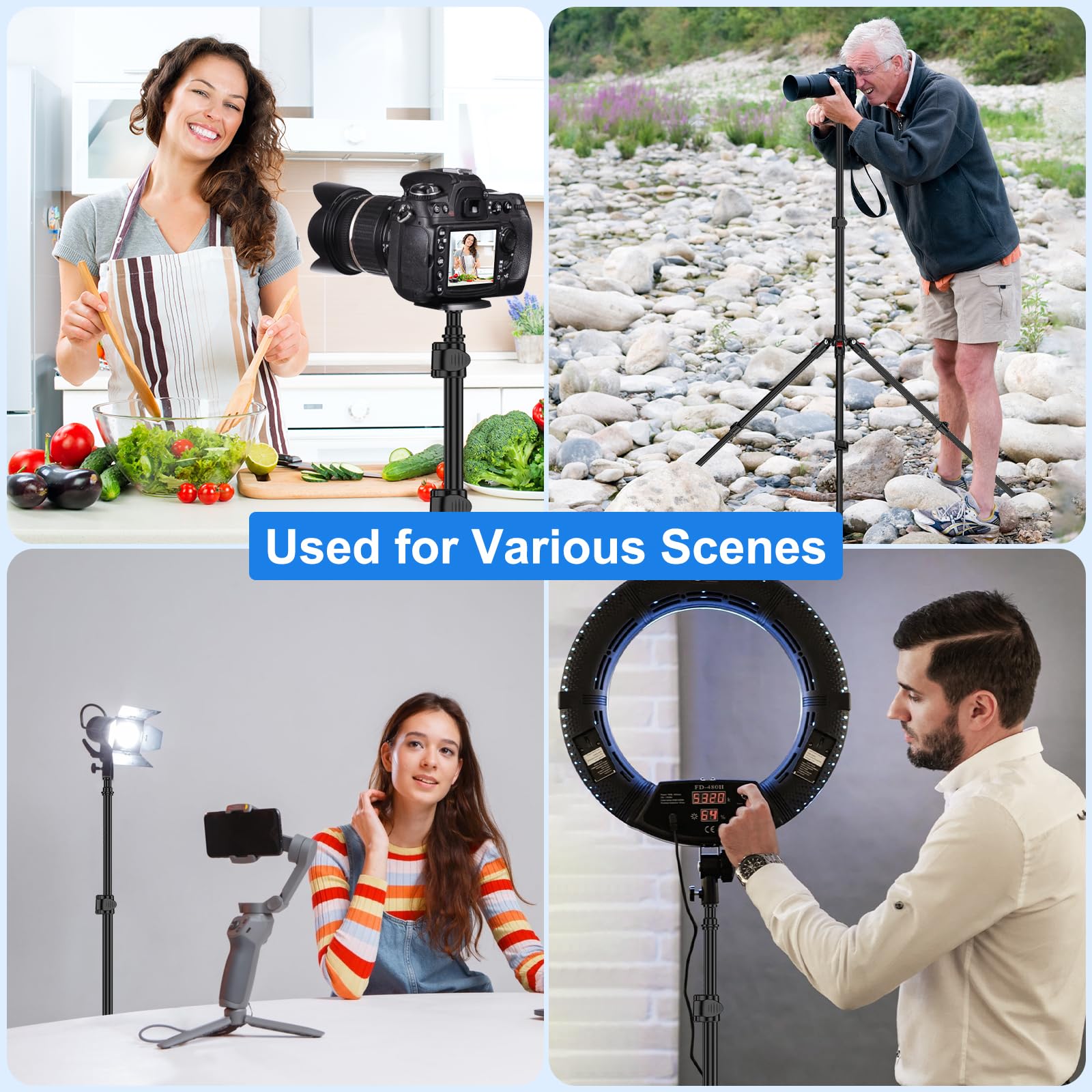 Anautin 6.6ft/2m Extendable Light Stand Tripod - Heavy Duty 13lb/6kg Studio Lighting Stand for Photography, Flash, Strobe, Webcams & Softbox - Perfect for Travel, YouTube Videos & Home Studio Lighting