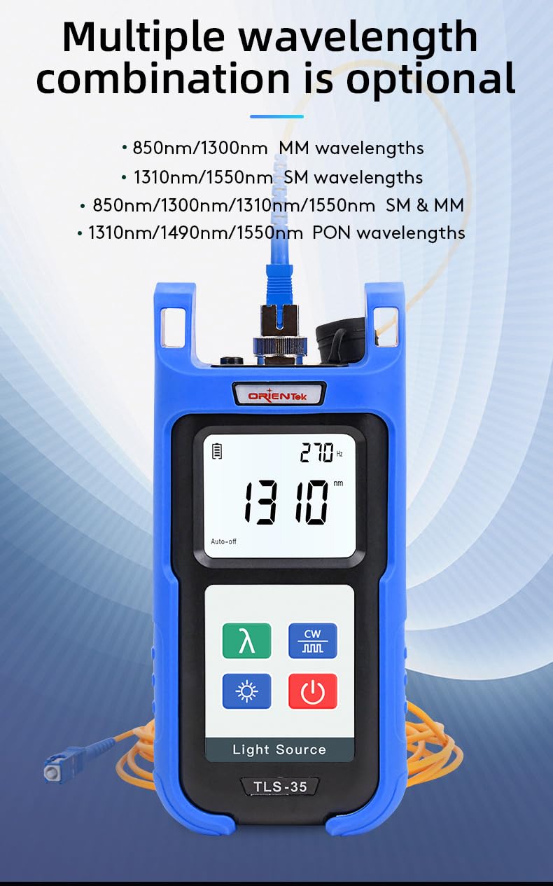 ORIENTEK TPM-35 Fiber Optic Power Meter & TLS-3S 1310/1550nm Single Mode Light Source Kit - Professional Optical Network Testing Equipment for Telecom, Data Center & FTTH Installation
