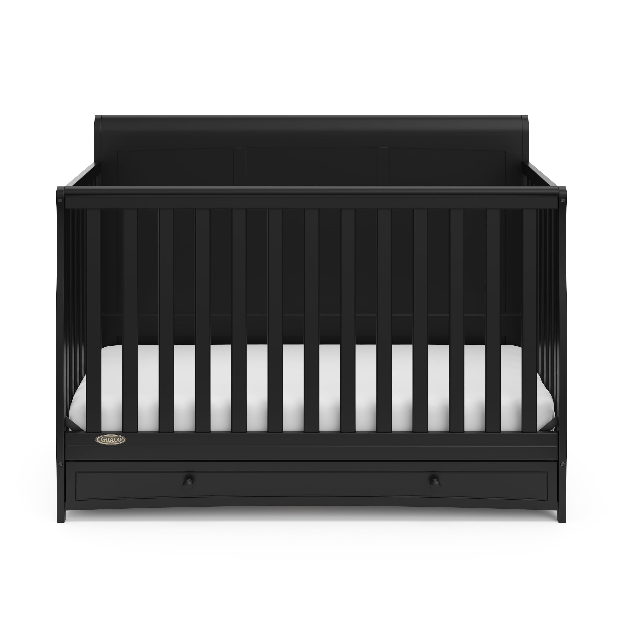 Graco Asheville 5-in-1 Convertible Crib with Storage Drawer (Black) – GREENGUARD Gold Certified, Toddler Bed & Full-Size Bed Conversion, Nursery Furniture for Baby & Kids – Perfect for Small Spaces & Modern Nurseries