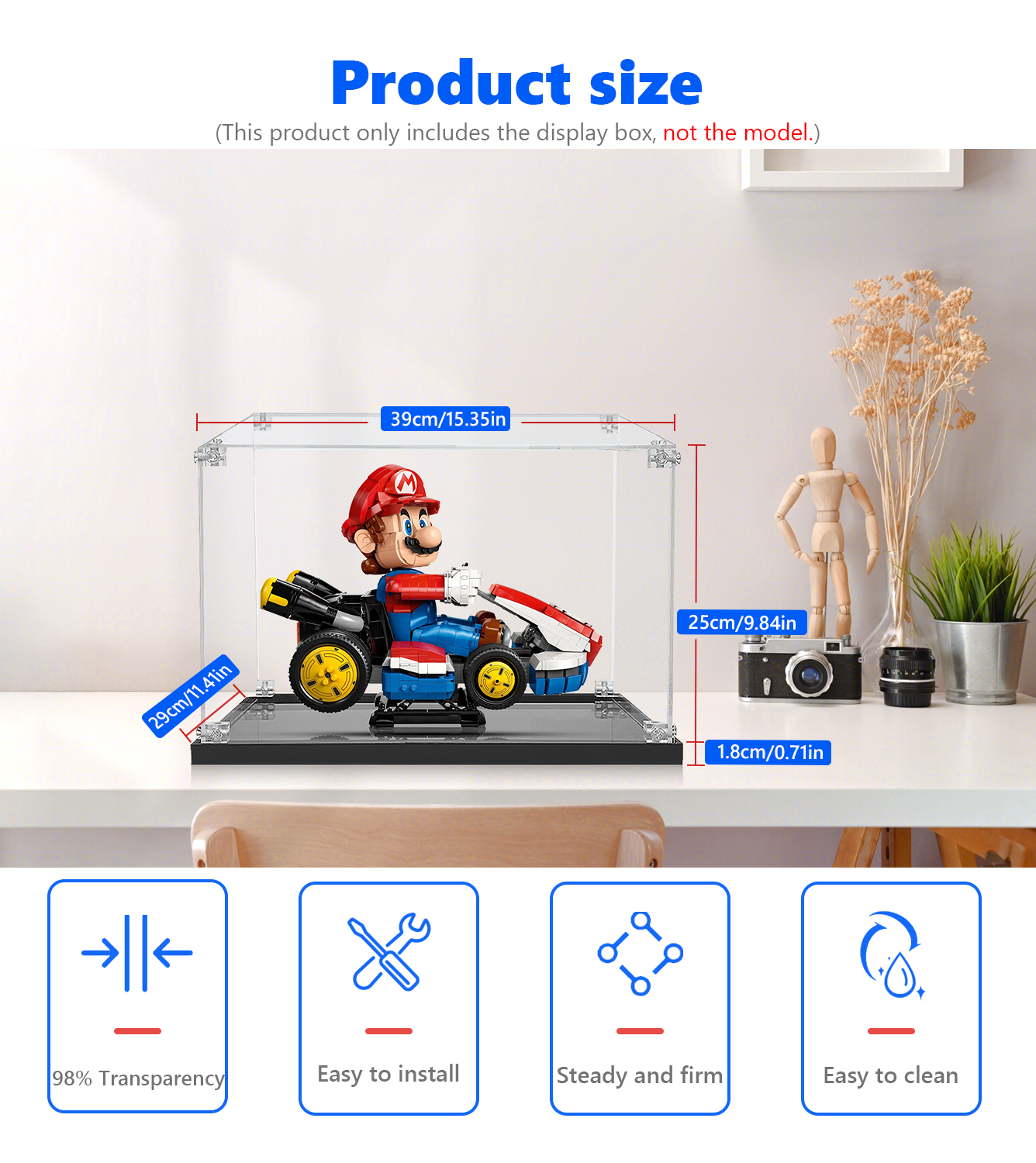 LEGO® Super Mario™ Mario Kart™ Display Case for 72037 Set - Protective Showcase for Collectible Mario & Standard Kart - Perfect for Home Decor, Office Display, and LEGO® Enthusiast Collections