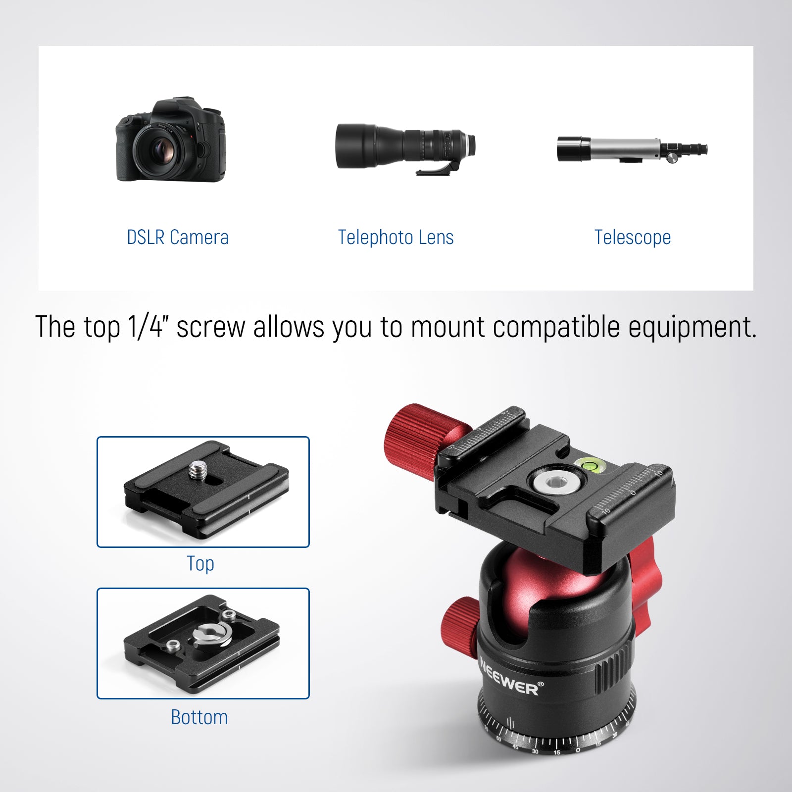 NEEWER GM28 Professional 360° Panoramic Ball Head Tripod Mount for DSLR Cameras - Perfect for Landscape, Astrophotography & Travel Photography