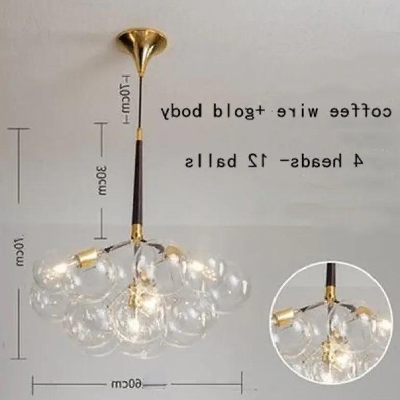Elegant Transparent Glass Bubble Chandelier - Modern Artistic Lighting Fixture for Dining Room, Living Room & Bedroom Decor