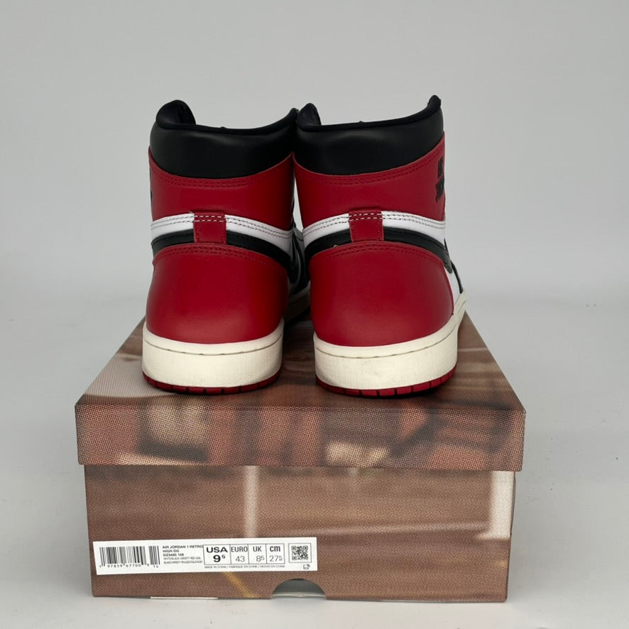 AIR JORDAN 1 Black Toe Reimagined Sneakers - Men's Size 9.5/Women's Size 11 (DZ5485-106) - Retro Basketball Shoes for Streetwear & Casual Outfits