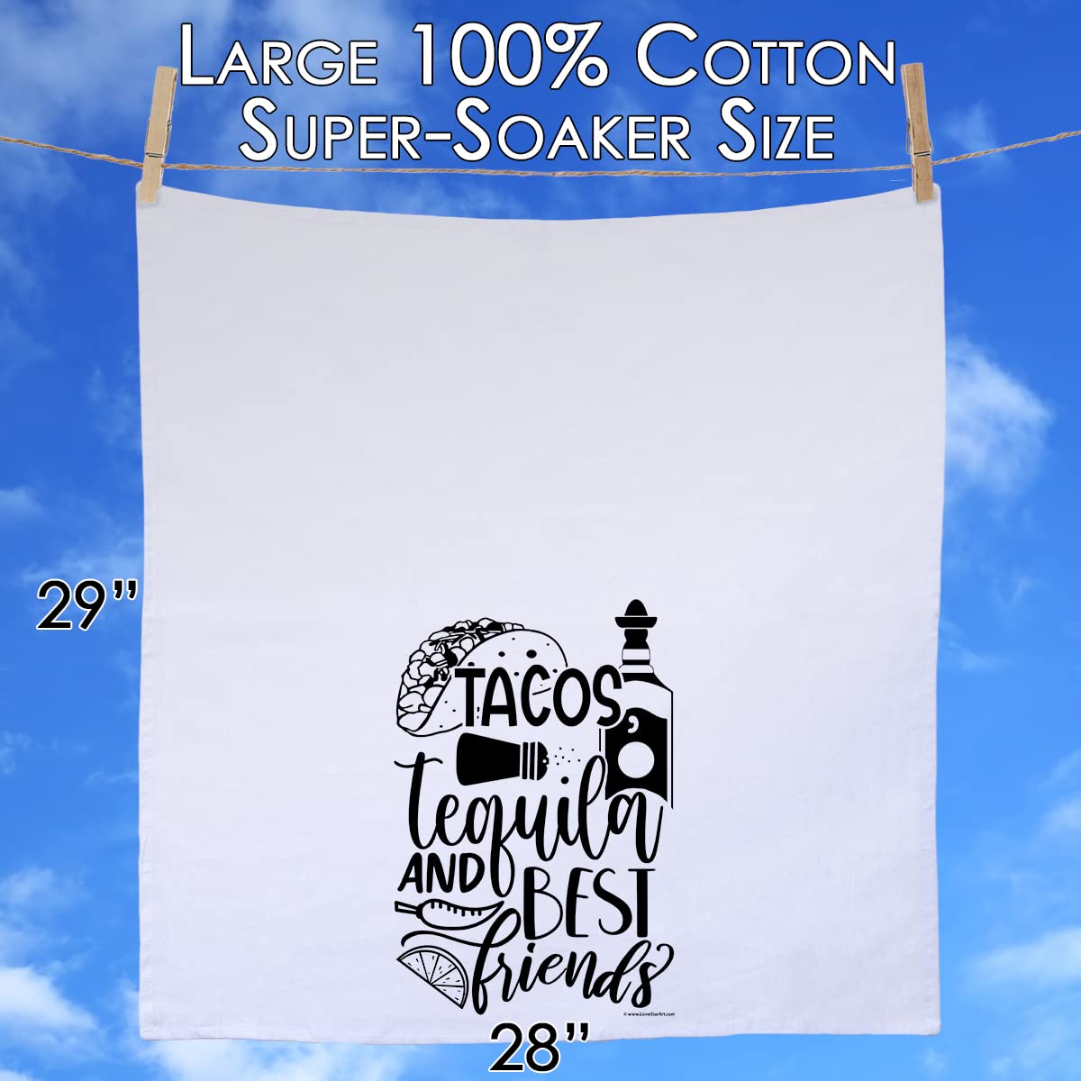Funny Kitchen Tea Towels with Sayings - Tacos Tequila & Best Friends Design - Decorative Dish Towels for Housewarming Gifts, Multi-Use Cute Kitchen Towels - Perfect for Cooking, Cleaning & Adding Humor to Your Home
