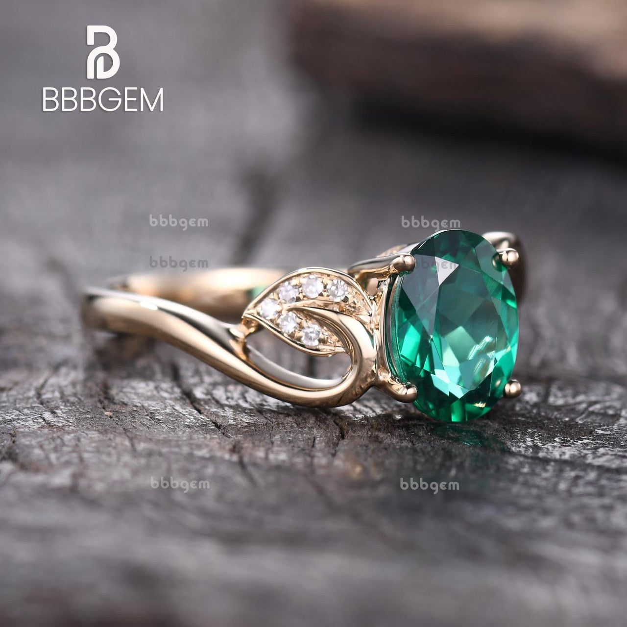 1.2 Carat Lab-Created Emerald Diamond Engagement Ring - Vintage Promise Ring in 14K/18K Yellow Gold with Flower Leaf Band - Perfect for Weddings, Anniversaries & Special Occasions