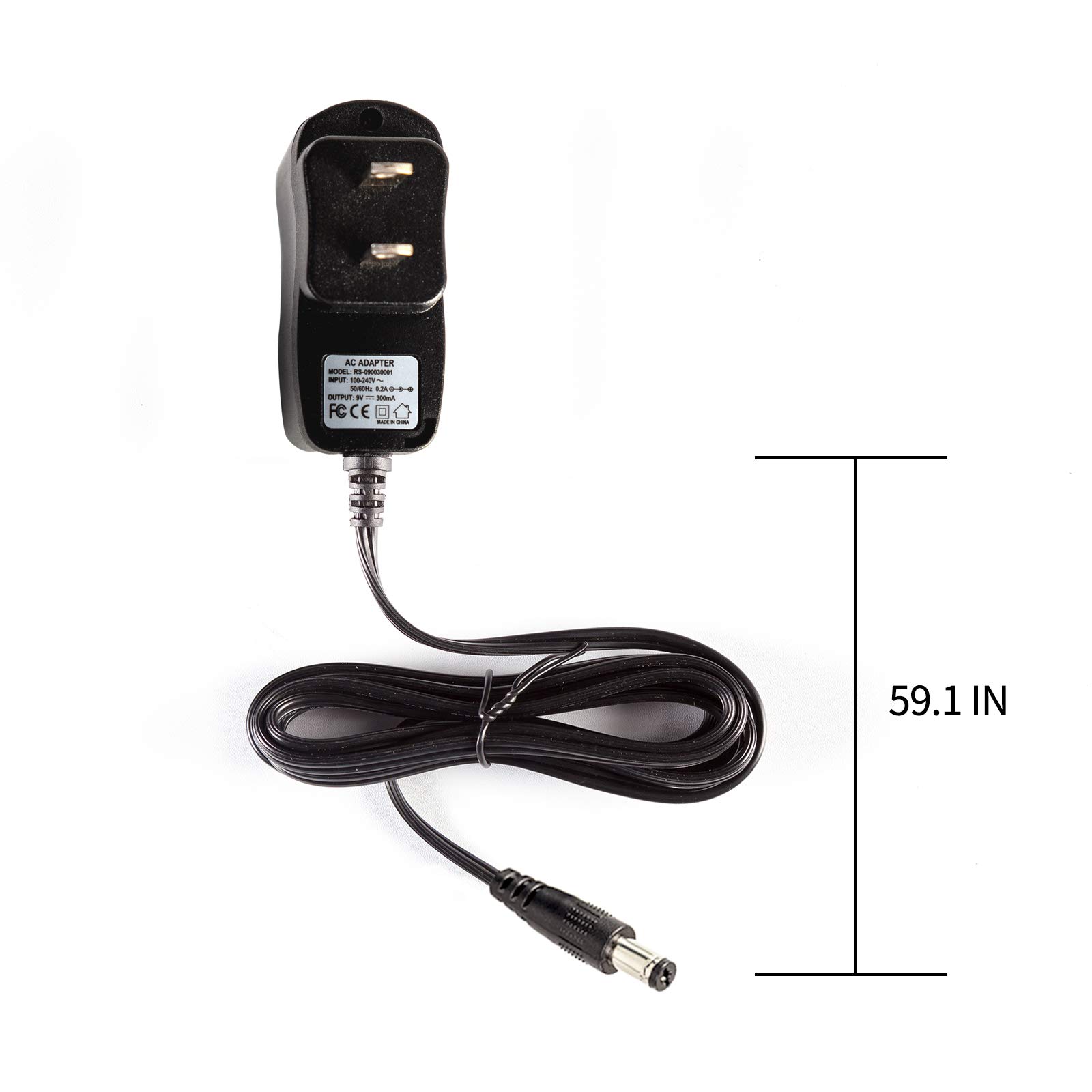 FLAMMA 9V 300mA AC Adapter Power Supply for Guitar Pedals - Negative Tip - Perfect for Electric Guitar Effects Pedalboards & Home Studio Setups