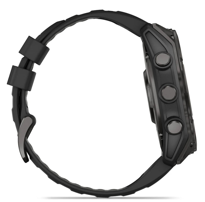 Garmin fenix 8 GPS Smartwatch 51mm Sapphire Edition - Carbon Gray DLC Titanium Case with Black/Pebble Gray Silicone Band | Outdoor Sports, Hiking, Running & Fitness Tracking