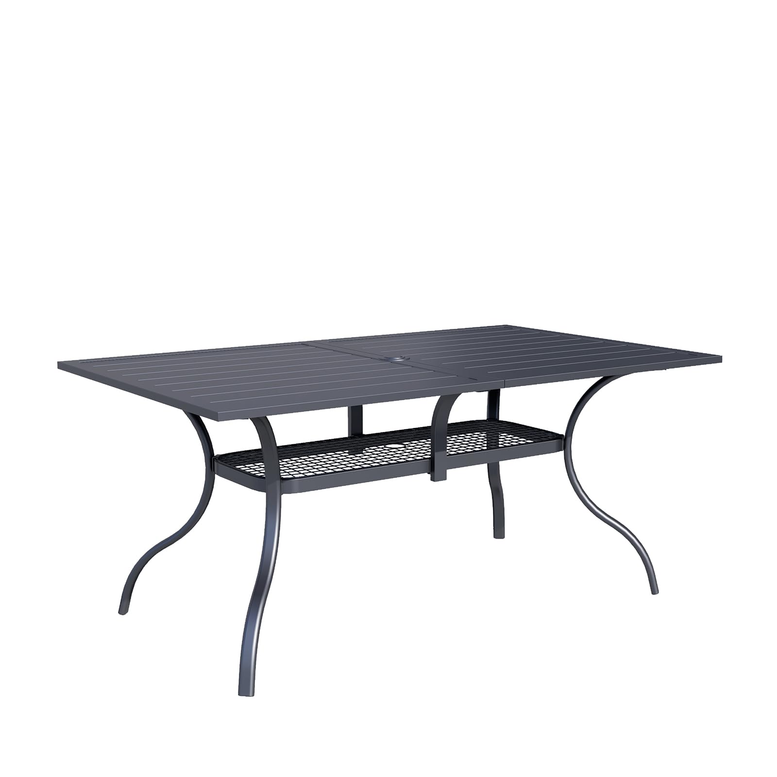 OakCloud 60x37 Inch Outdoor Patio Dining Table - Classic Black Metal Rectangular Table with 1.57