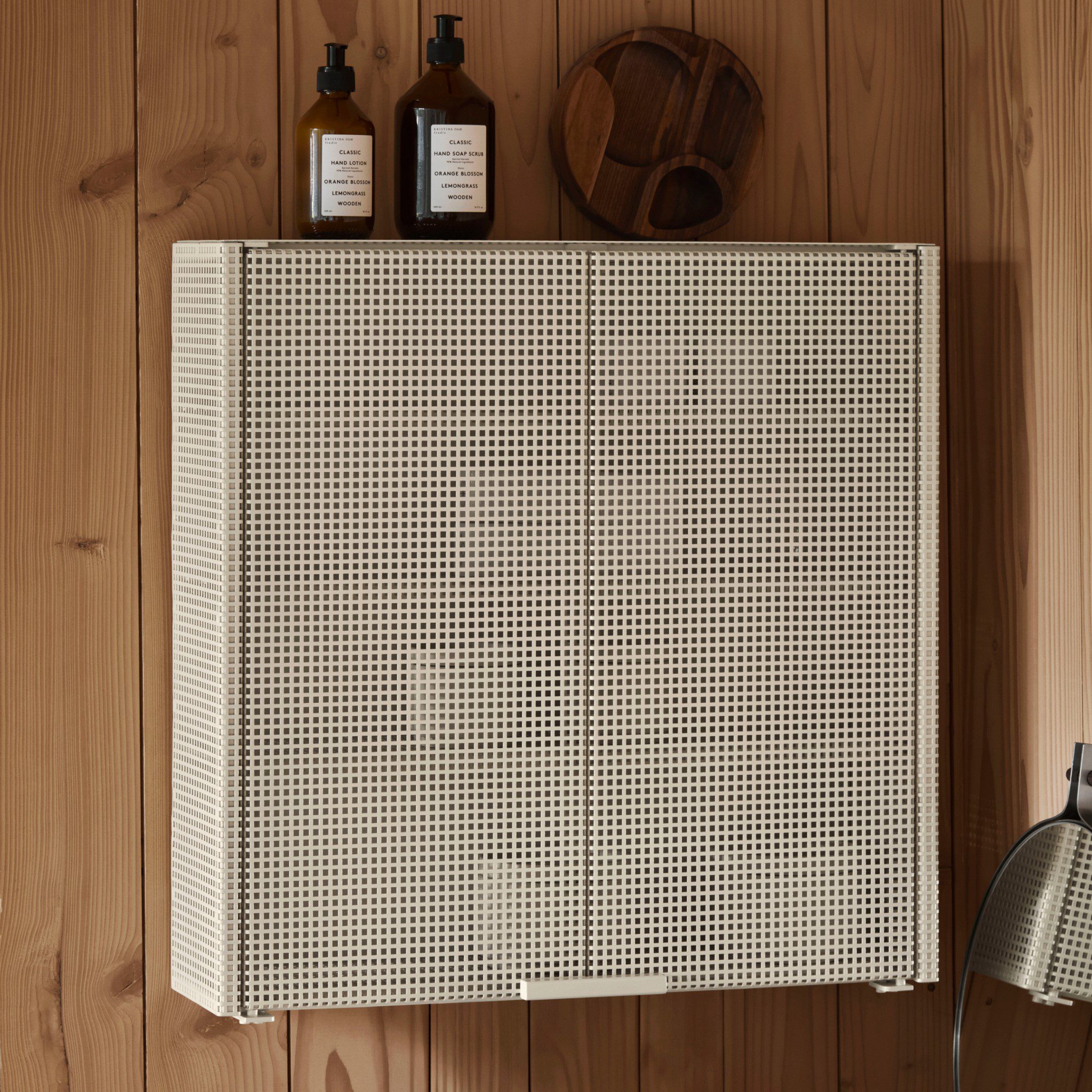 Kristina Dam Studio Grid Wall Cabinet - Modern Beige Wall Storage for Living Room, Bedroom & Office | Space-Saving Organizer for Home Decor