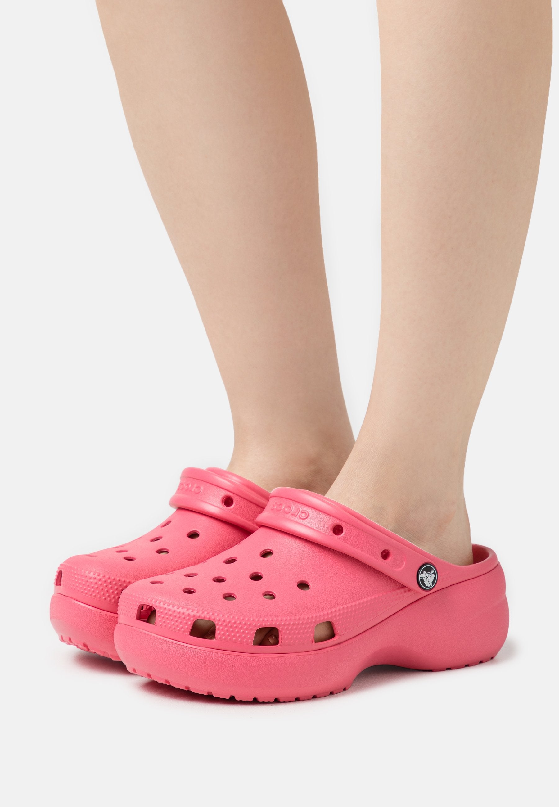Crocs Classic Platform Clog - Women's Comfortable Slip-On Shoes in Hyper Pink | Perfect for Casual Wear, Beach, and Outdoor Activities