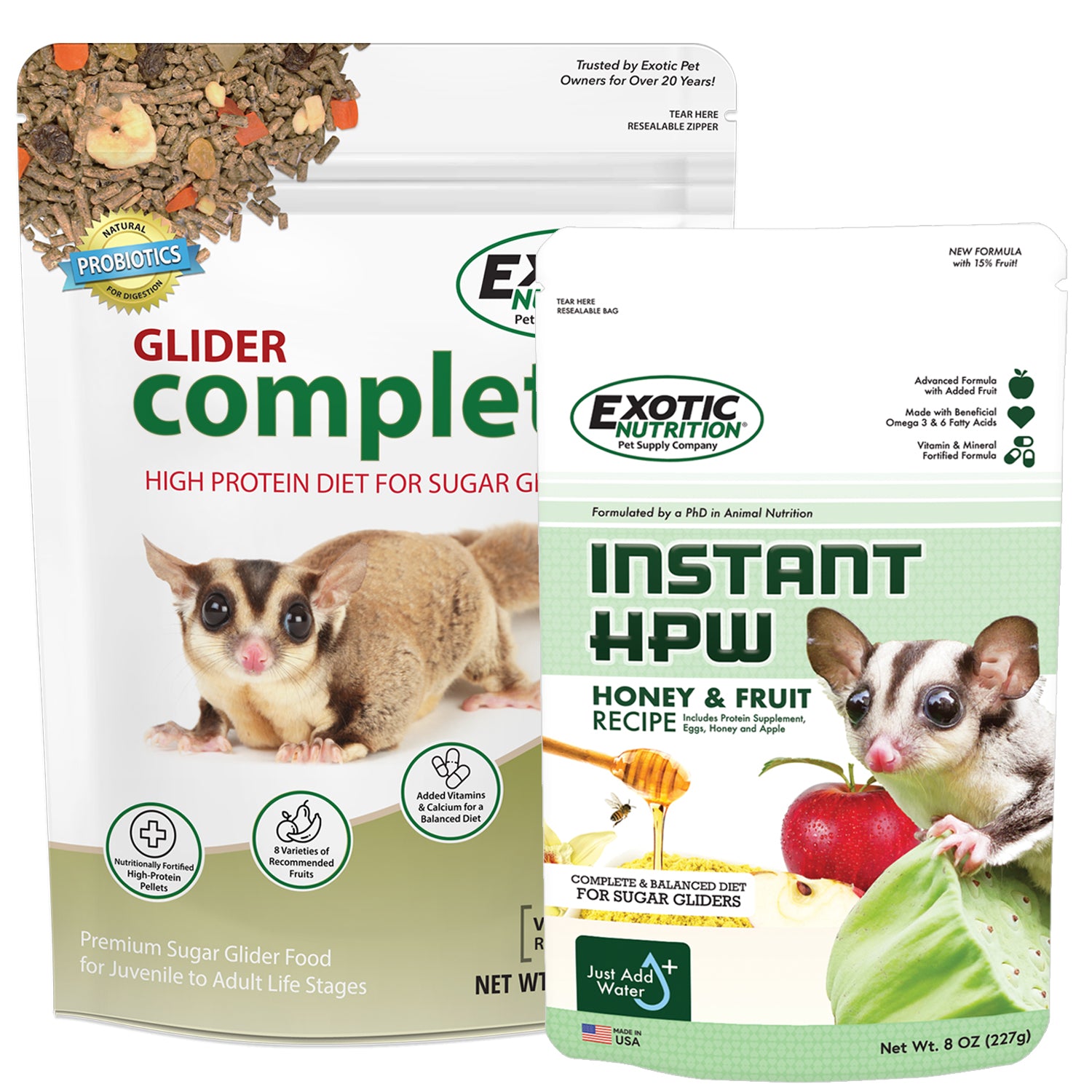 Organic Glider Complete Food Starter Kit - Premium Nutrition for Sugar Gliders - Perfect for Baby & Adult Glider Care at Home