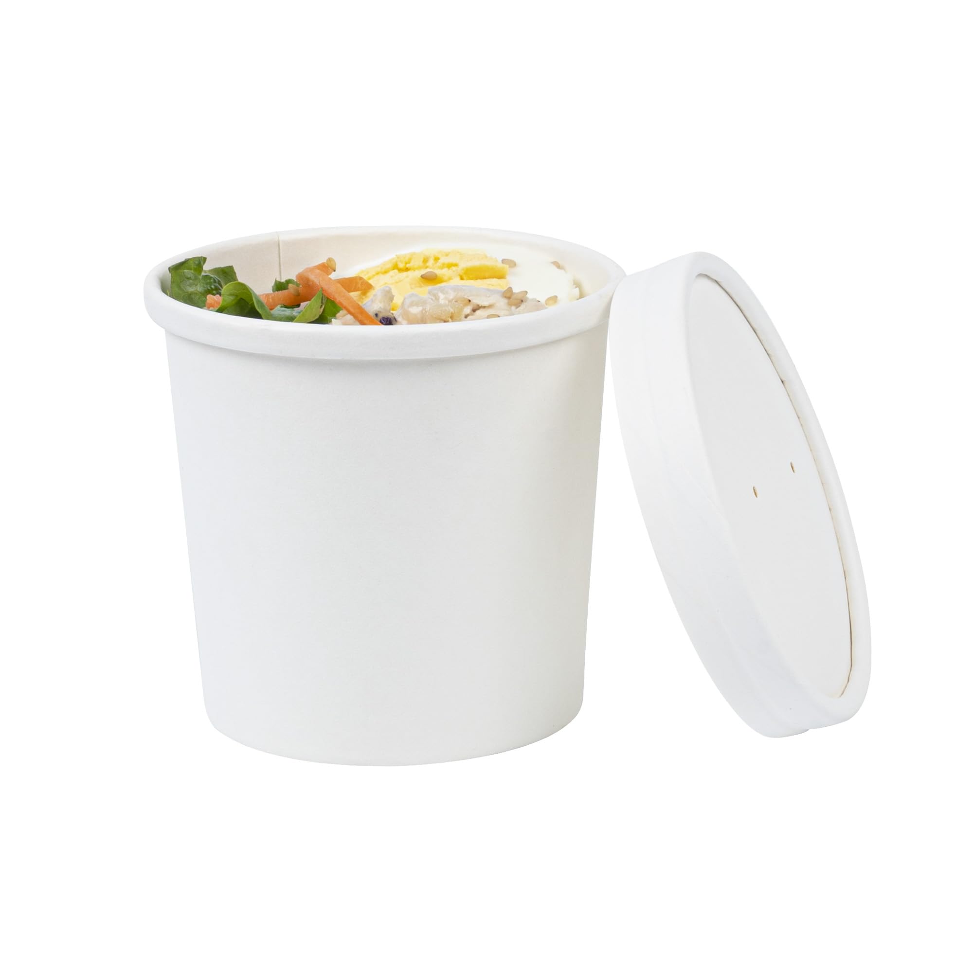 Restaurantware Bio Tek 12oz Disposable Soup Cups - 200 Pack Microwave Safe Paper Containers with Vented Lids (Sold Separately) for Hot & Cold Foods - White To-Go Soup Bowls Perfect for Desserts, Treats, Takeout, Catering & Restaurant Use