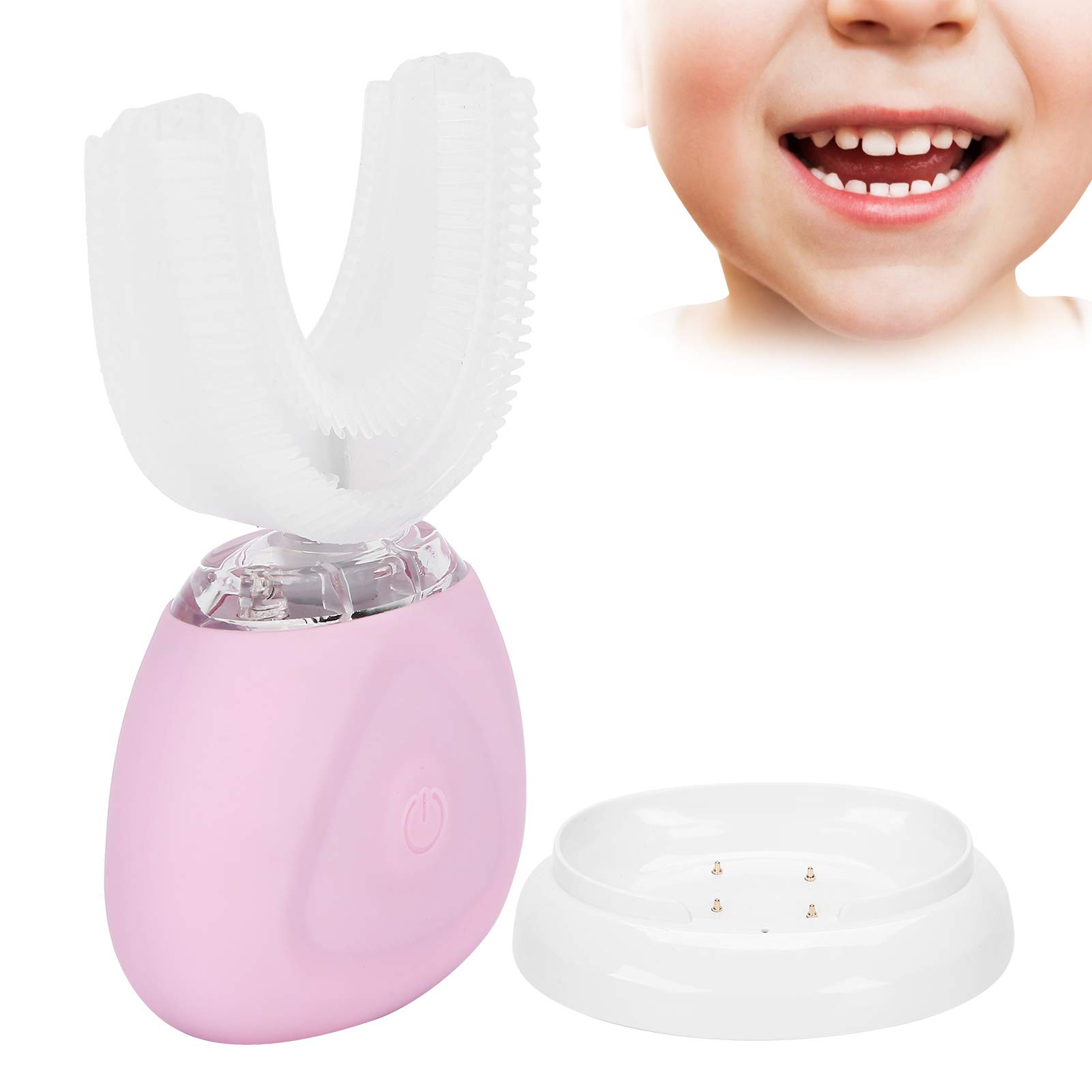 U-Shaped Electric Toothbrush for Adults & Kids - 360° Automatic Ultrasonic Toothbrush with Free Hand (Pink) | Perfect for Travel, Home & Daily Oral Care