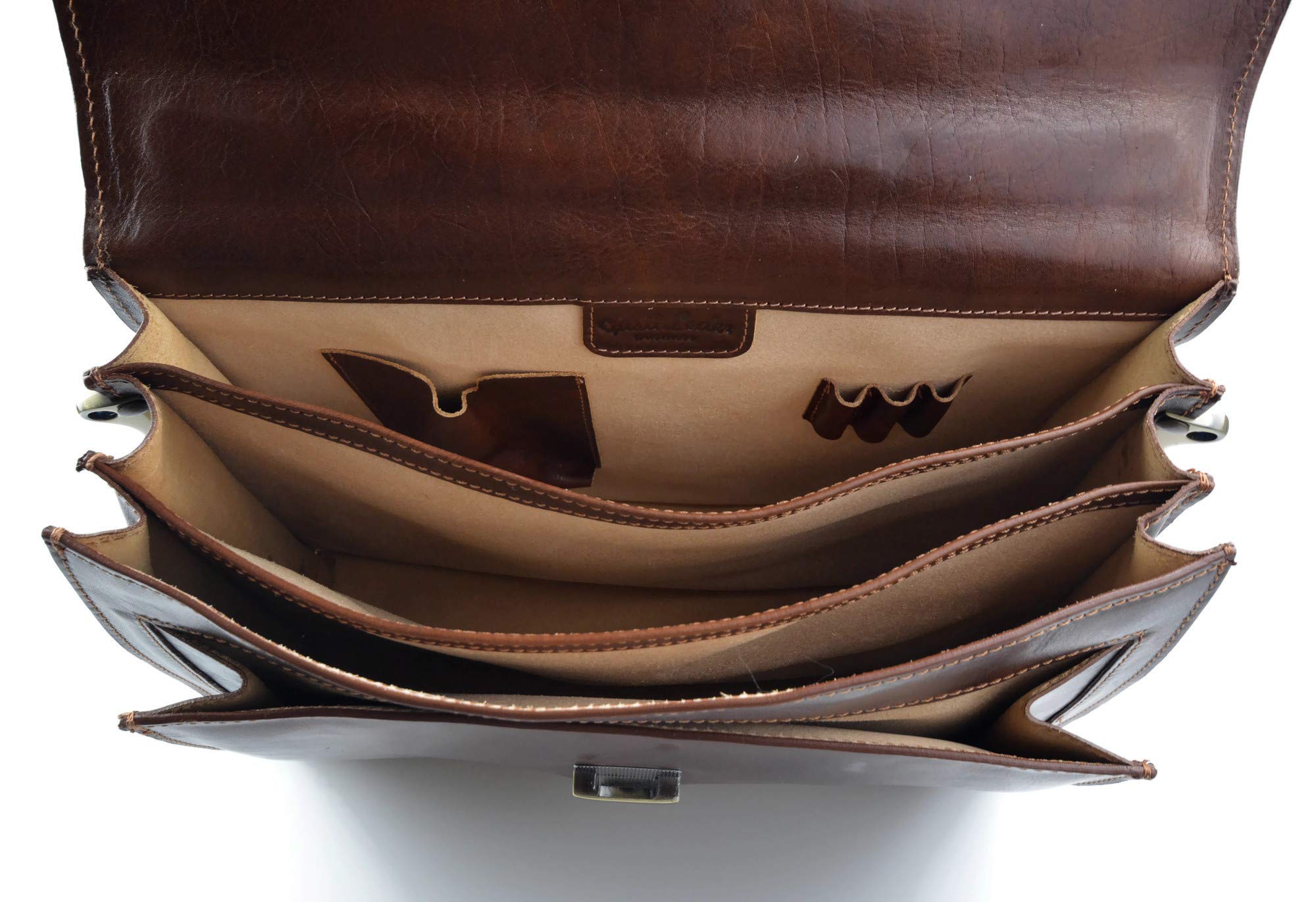 Premium Genuine Leather Briefcase for Men & Women - Professional Office Shoulder Bag, Business Messenger Satchel in Brown - Ideal for Work, Travel & Conference Meetings