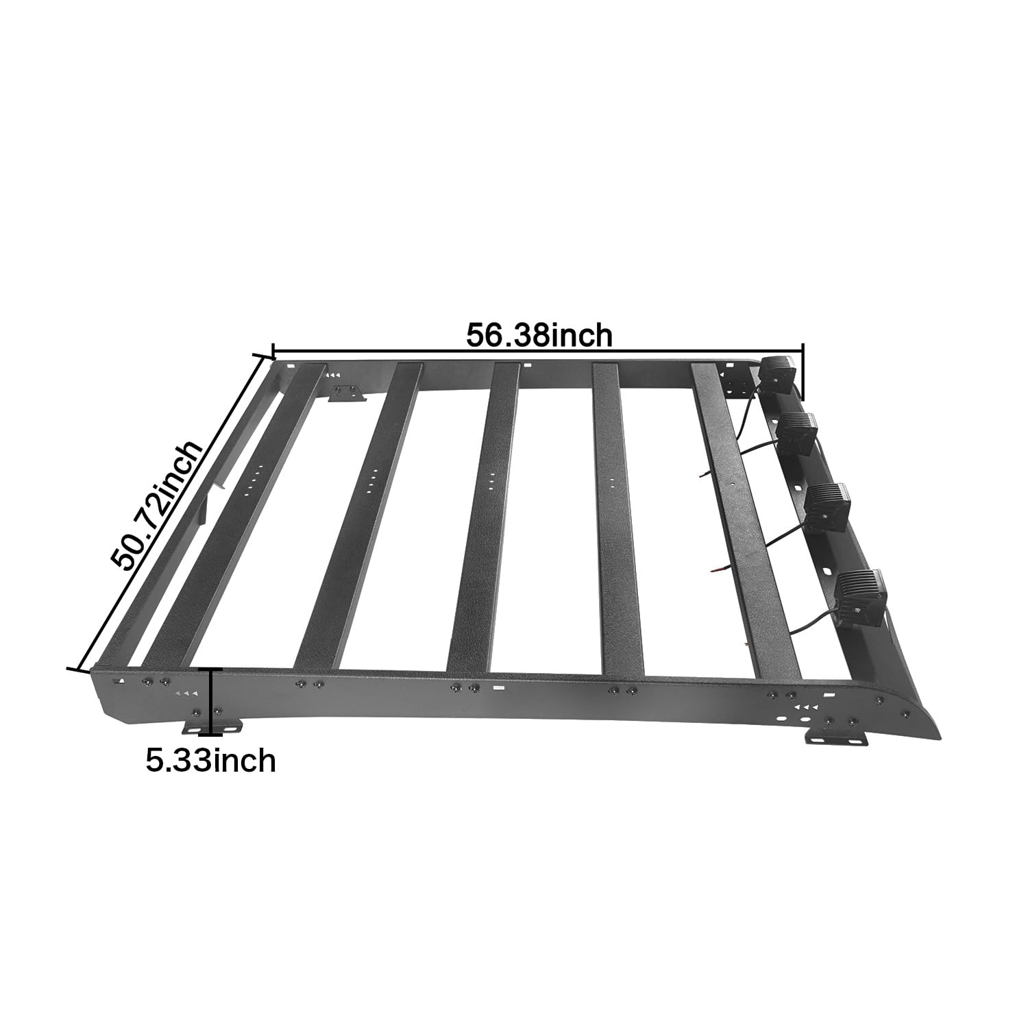 Hooke Road Steel Roof Rack Crossbars with LED Lights - Heavy Duty Cargo Carrier Basket for 2014-2021 Toyota Tundra Crewmax Pickup Truck | Perfect for Camping, Off-Roading & Outdoor Adventures