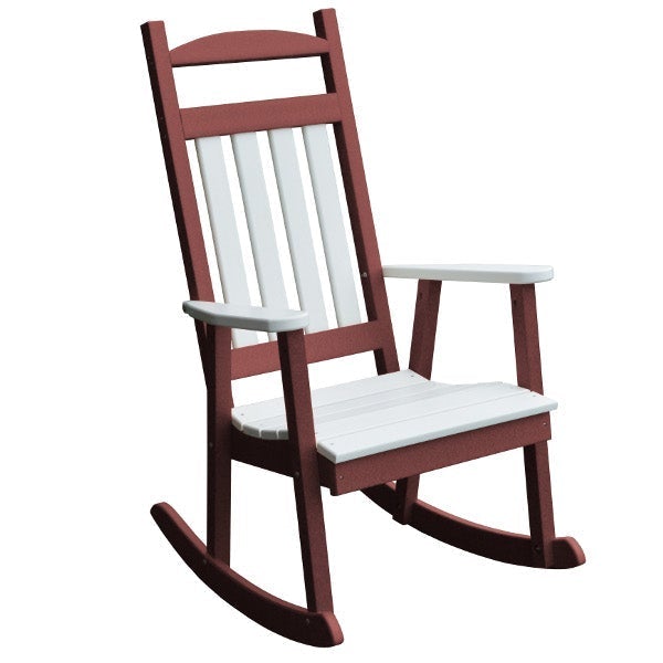 Classic Poly Porch Rocking Chair with White Accents - Perfect for Outdoor Relaxation, Patio, Garden & Front Porch Decor