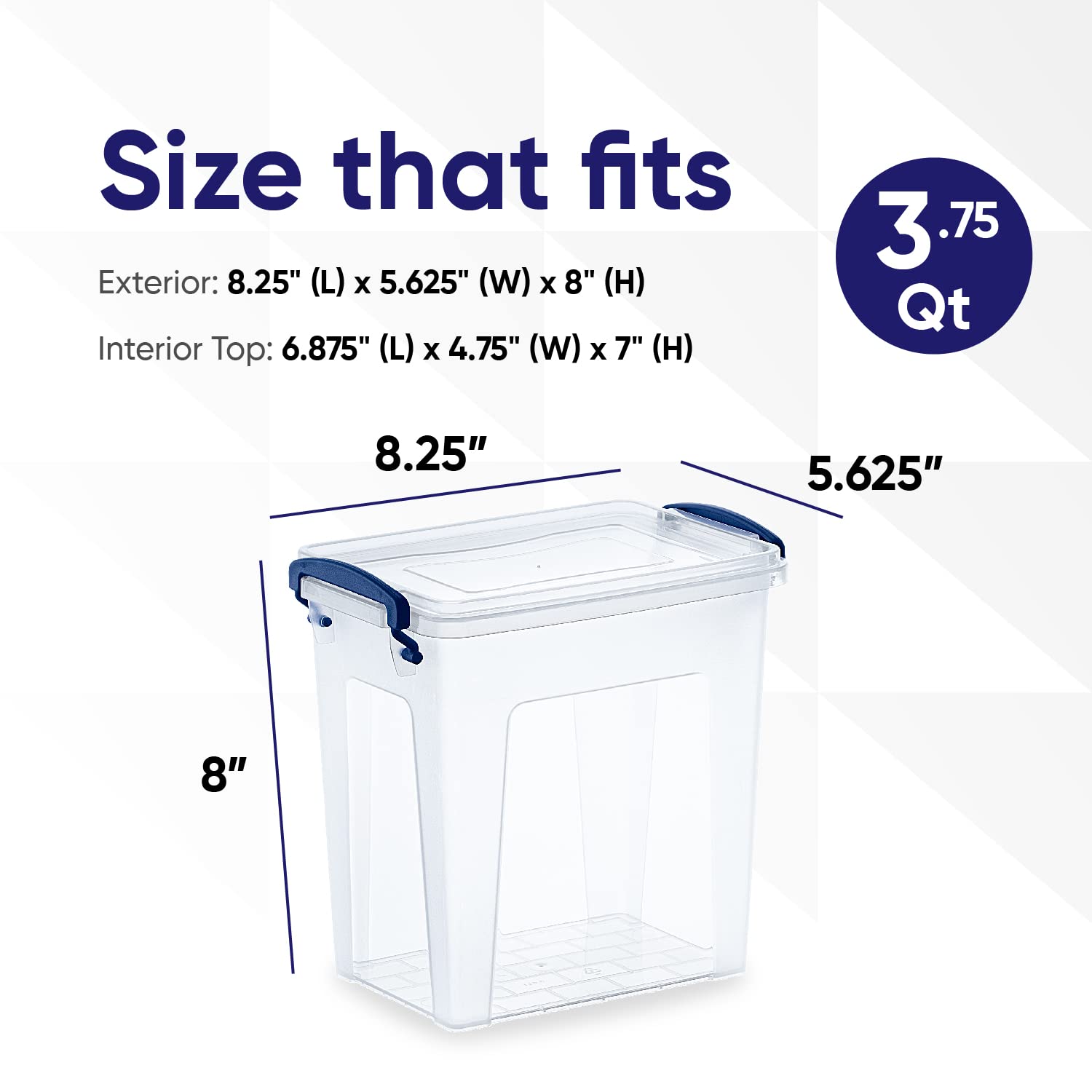 Superio Clear Stackable Storage Bins with Lids - 2 Pack 2.4 Quart Small Plastic Containers with Latches & Handles for Home Organization, Garage Storage, Food Pantry, Accessories & Supplies - Perfect for Closet, Kitchen & Office Use