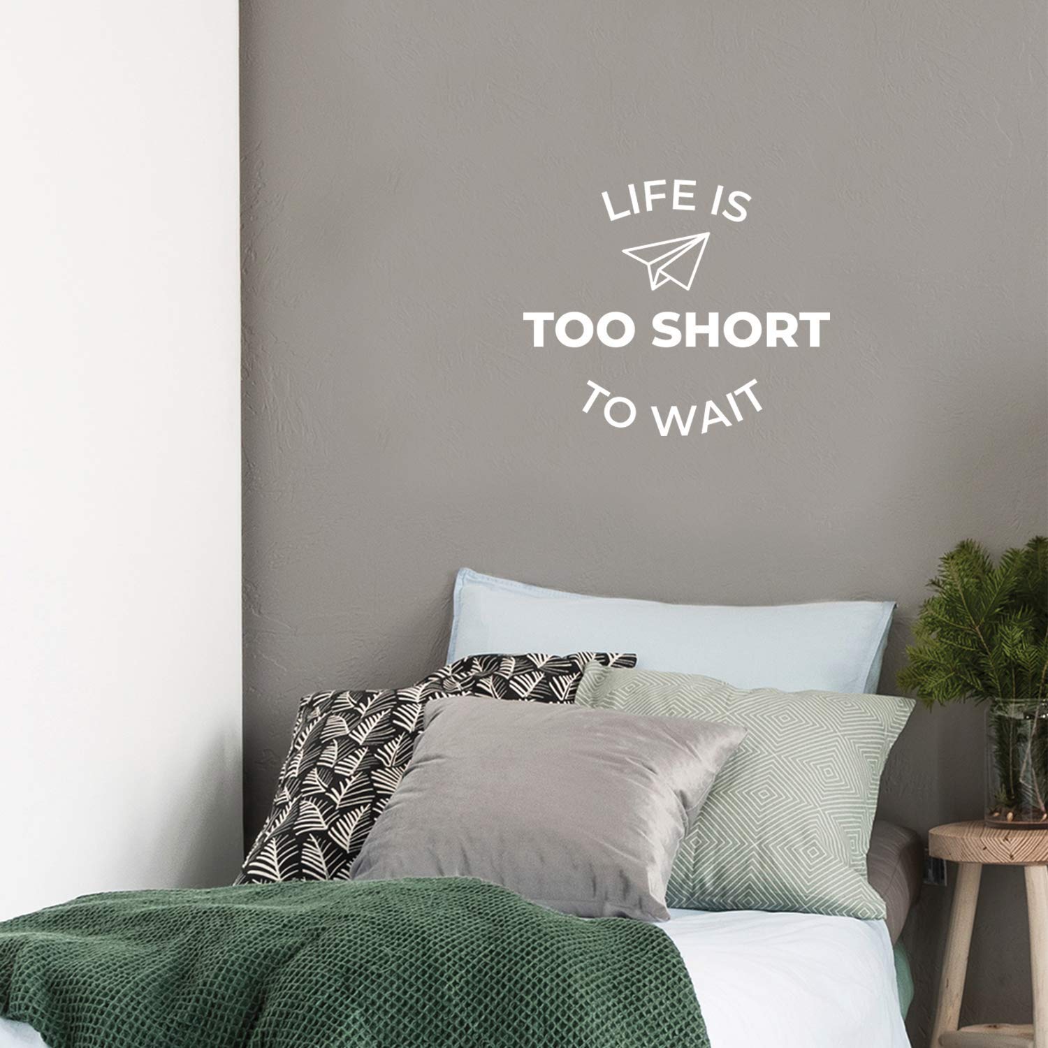 Vinyl Wall Art Decal - 'Life is Too Short to Wait' Inspirational Quote Sticker - 17