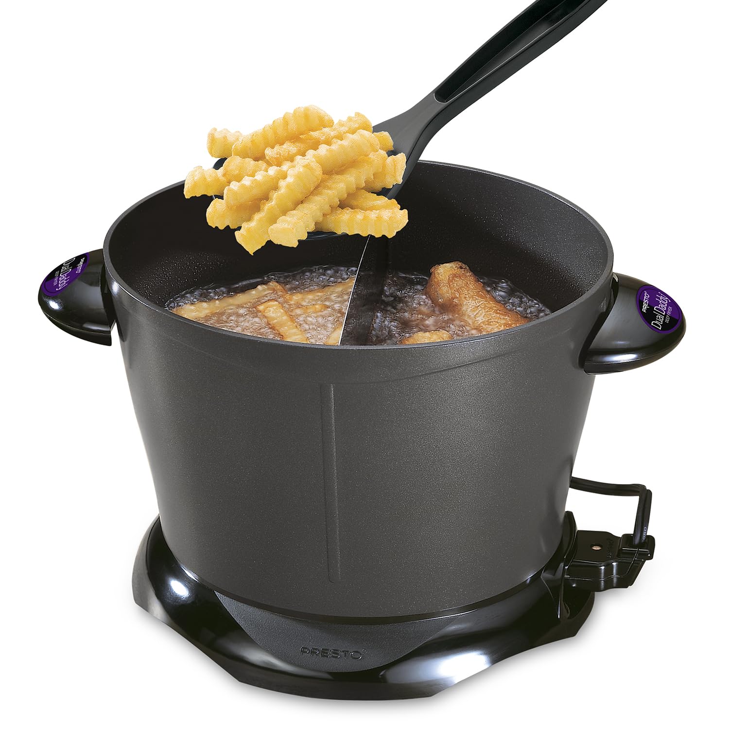 Presto 05450 DualDaddy Electric Deep Fryer - 2 Basket Deep Fryer for Home Use, Black | Perfect for Frying Chicken, French Fries, Onion Rings & More | Commercial Quality for Restaurants & Fast Food
