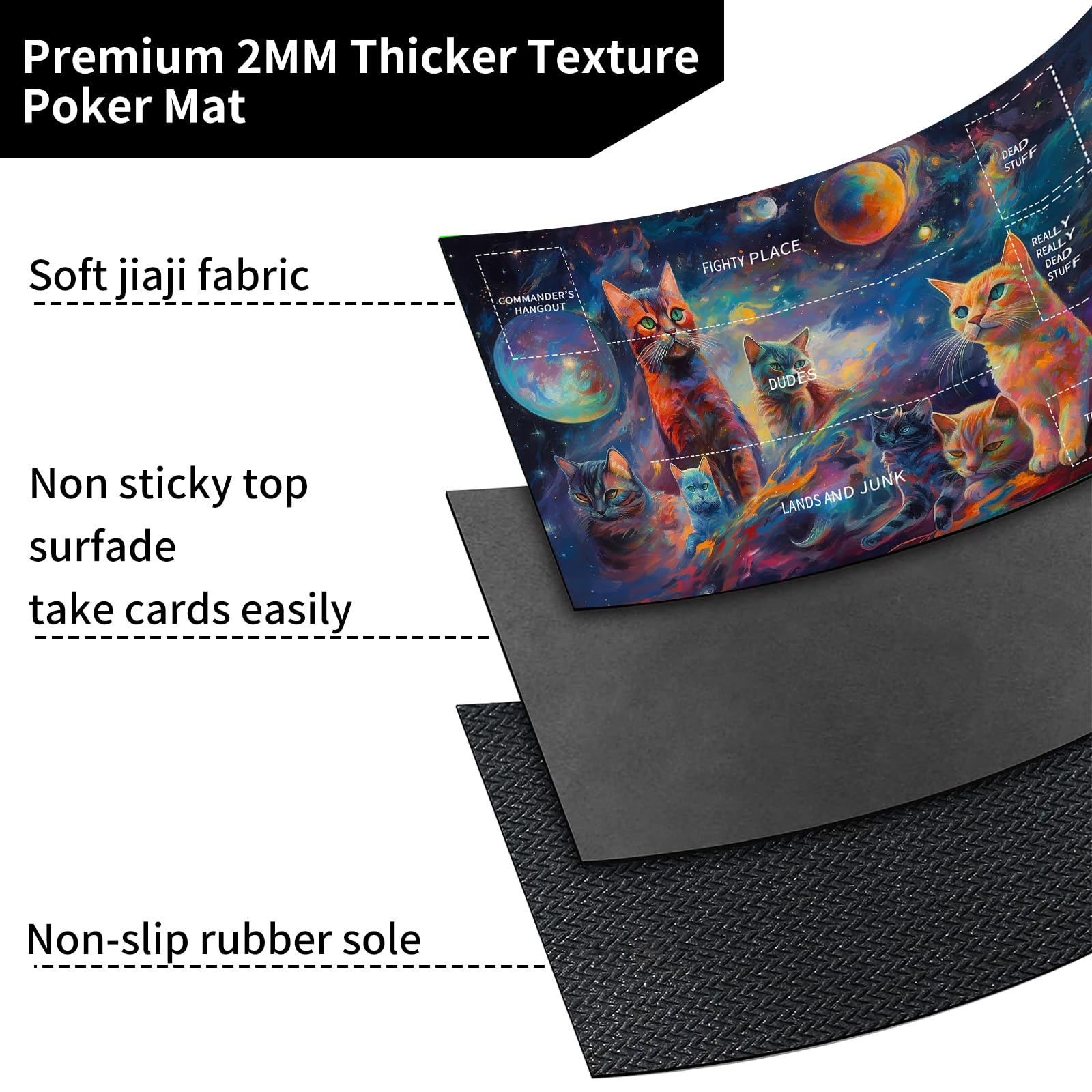 Premium MTG Playmat with Stitched Zones - 24x14 Inch Non-Slip Card Game Mat for Magic: The Gathering, TCG & Board Games - Durable Mousepad & Desk Mat (Cat Planet Design) - Perfect for Tournaments, Home Gaming & Collectors