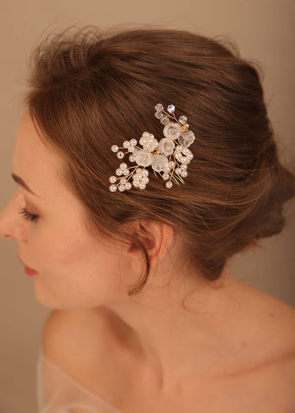 Denifery Gold Pearl Crystal Wedding Hair Comb - Elegant Bridal Hair Accessories for Brides & Bridesmaids | Perfect for Weddings, Proms & Formal Events