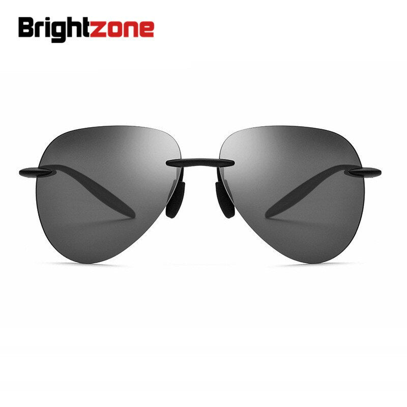 Brightzone Rimless Round Titanium Sunglasses for Men - Lightweight UV Protection Polarized Lenses - Perfect for Driving, Outdoor Sports & Summer Fashion